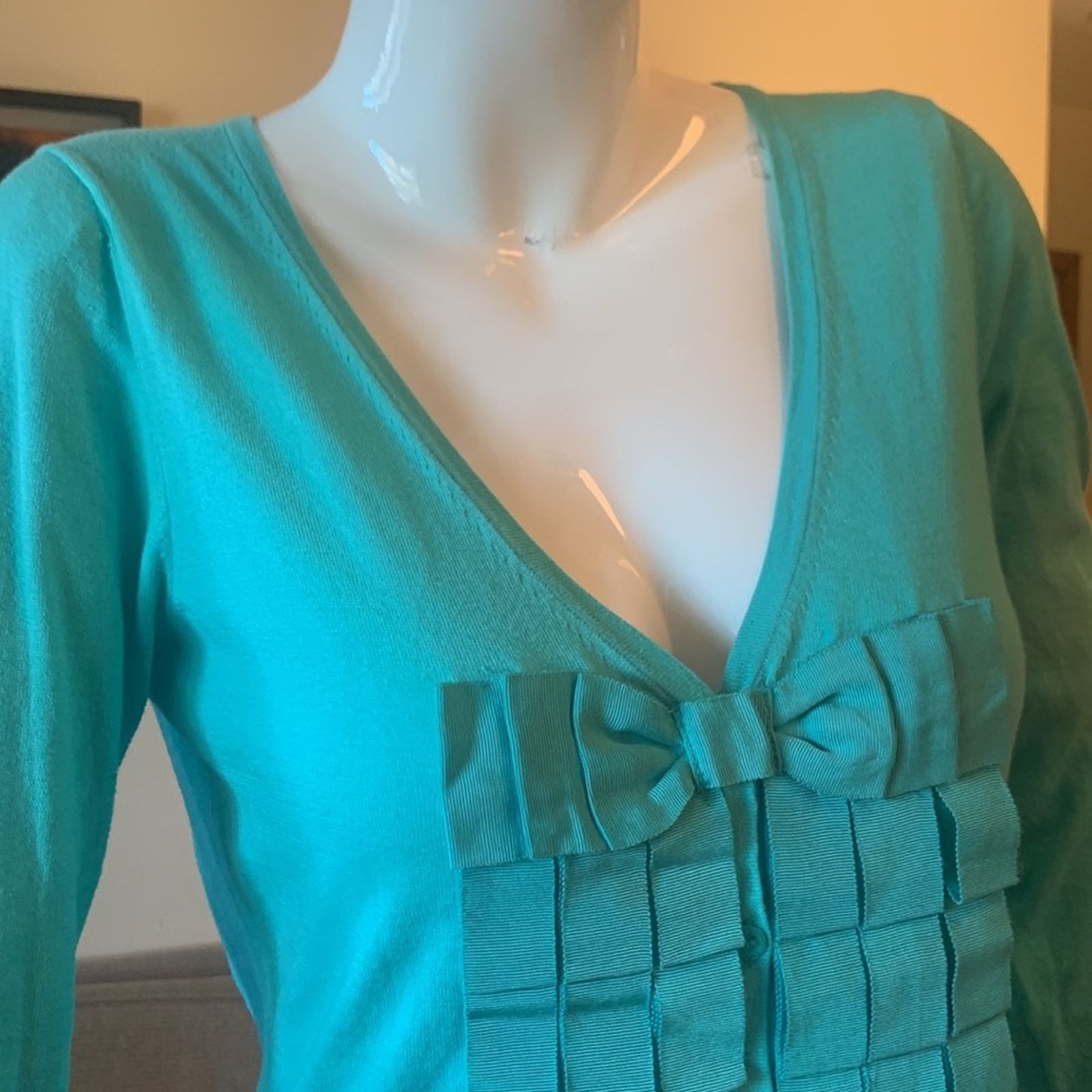 Ted Baker Ted Baker Mint Green Cardigan multiple bows embellishment Size S / US 4 / IT 40 - 1 Thumbnail