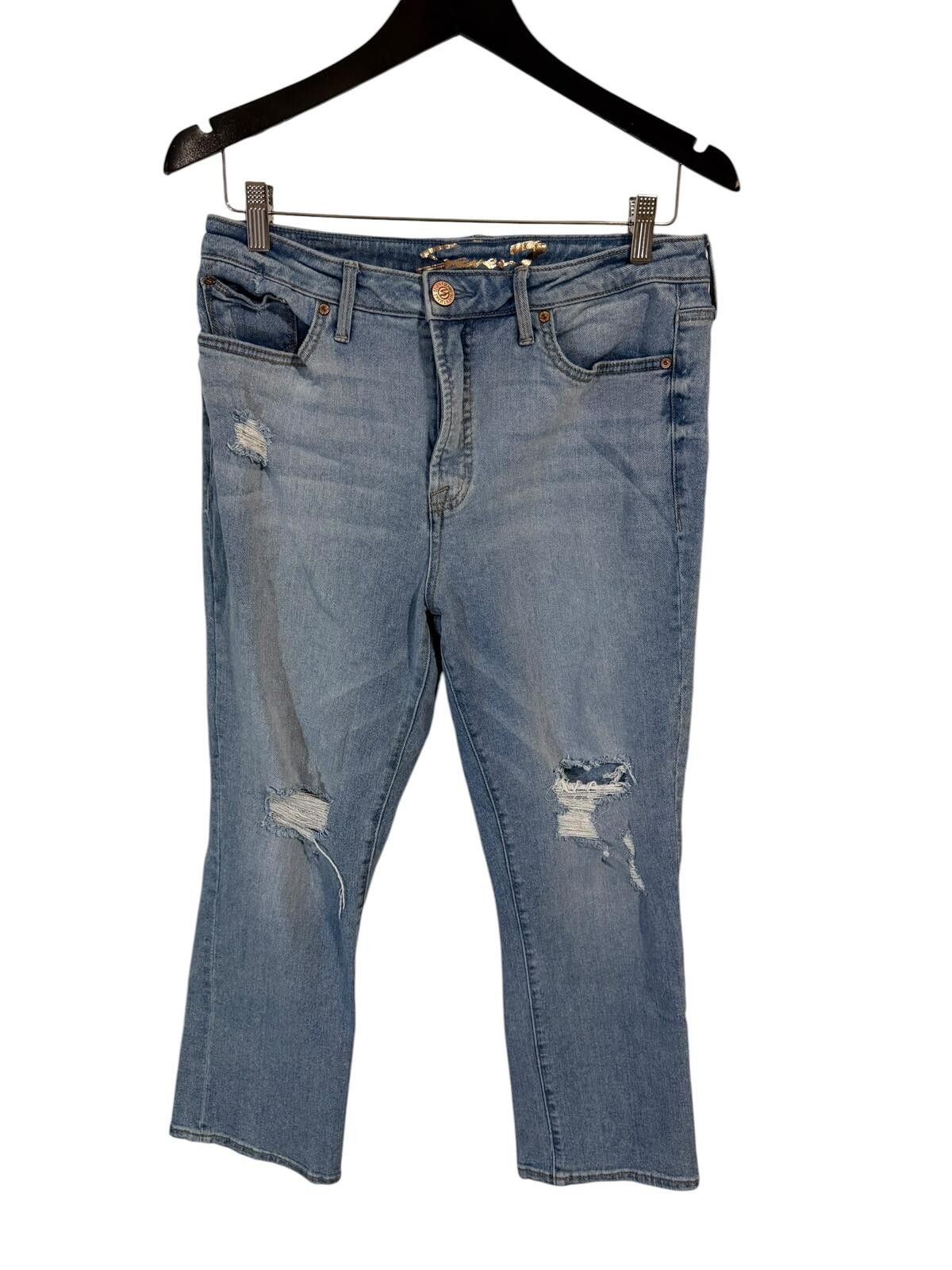 Seven 7 Seven 7 Jeans Distressed Cropped Medium Wash size 8 NWOT Size 30" / US 8 / IT 44 - 2 Thumbnail