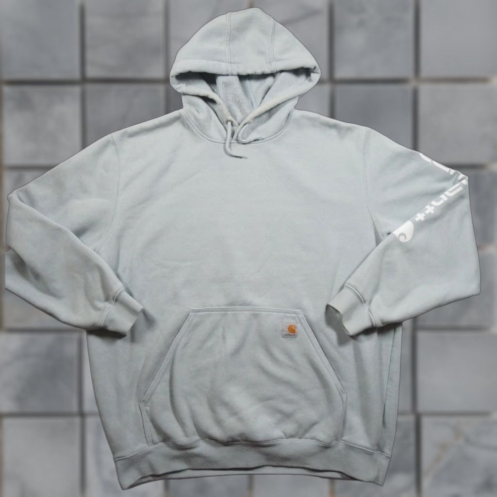 Carhartt Carhartt Mens Hoodie XL Blue Sweatshirt Loose Fit Workwear Zip Pullover Cotton Polyester Fleece Logo Adult Size US XL / EU 56 / 4 - 1 Thumbnail