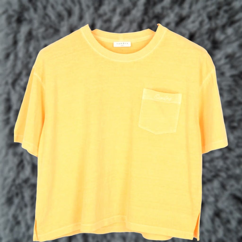 Sandro Sandro Shirt Womens MEDIUM Yellow Tee Top - Lithuanian Cotton Size M / US 6-8 / IT 42-44 - 1 Thumbnail