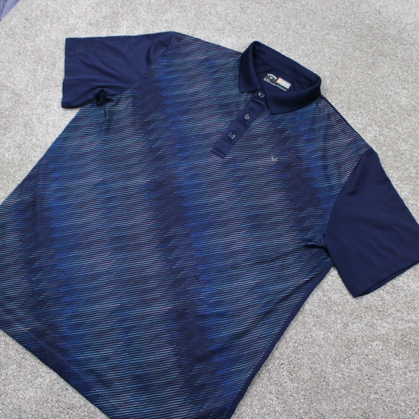 Callaway Callaway Opti-Dri Polo Shirt Men Large Blue Abstract Polyester S/S Pullover Golf Size US L / EU 52-54 / 3 - 3 Thumbnail