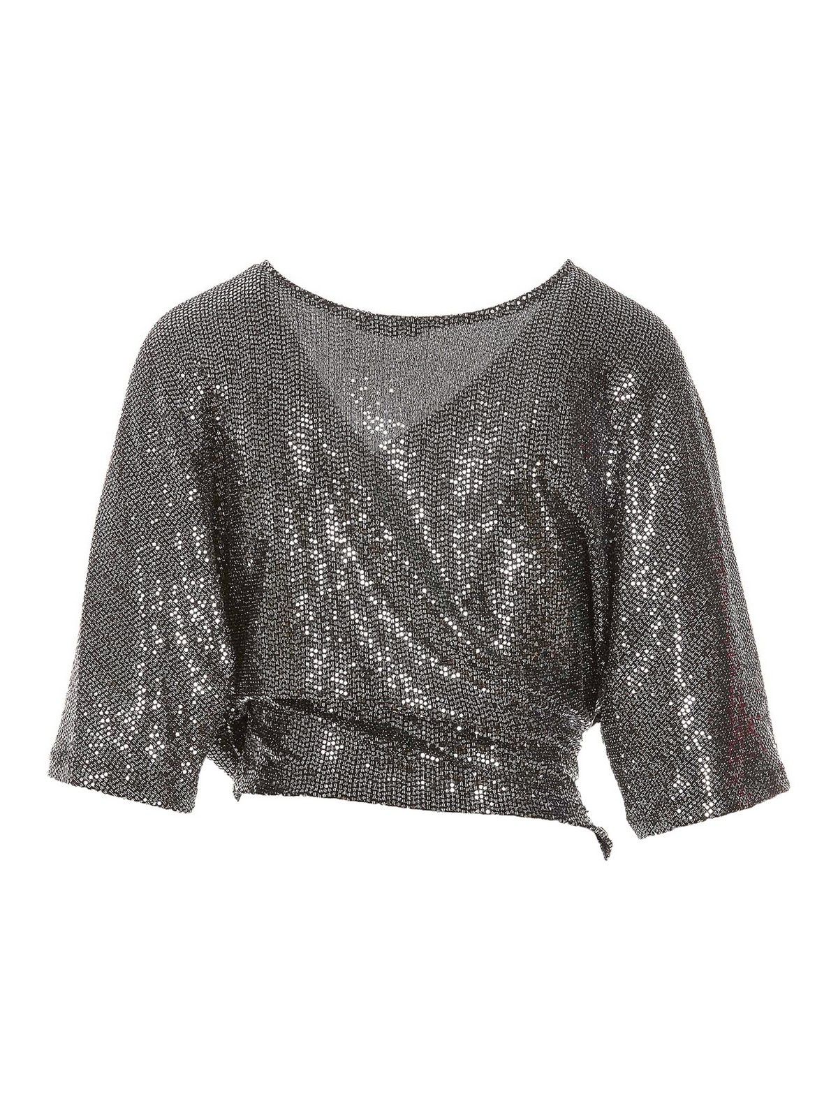 Balmain o1y0625 Crop Top in Silver Size M / US 6-8 / IT 42-44 - 2 Thumbnail