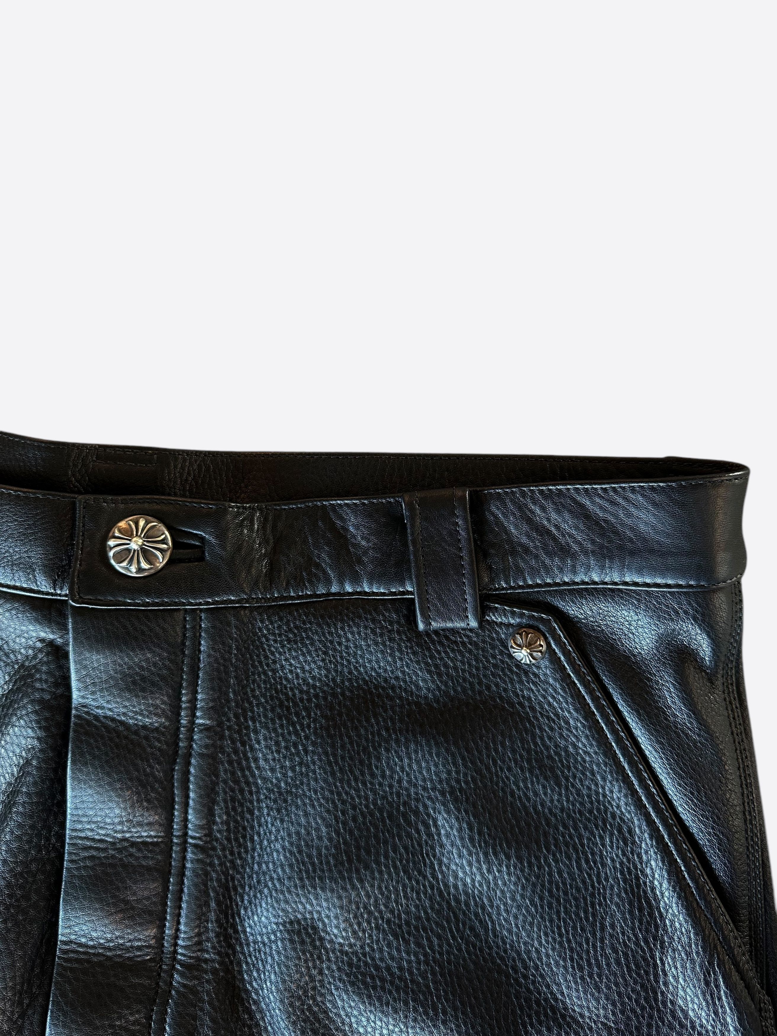 Chrome Hearts Chrome Hearts Black Leather Fleur Knee Carpenter Pants Size US 36 / EU 52 - 3 Thumbnail
