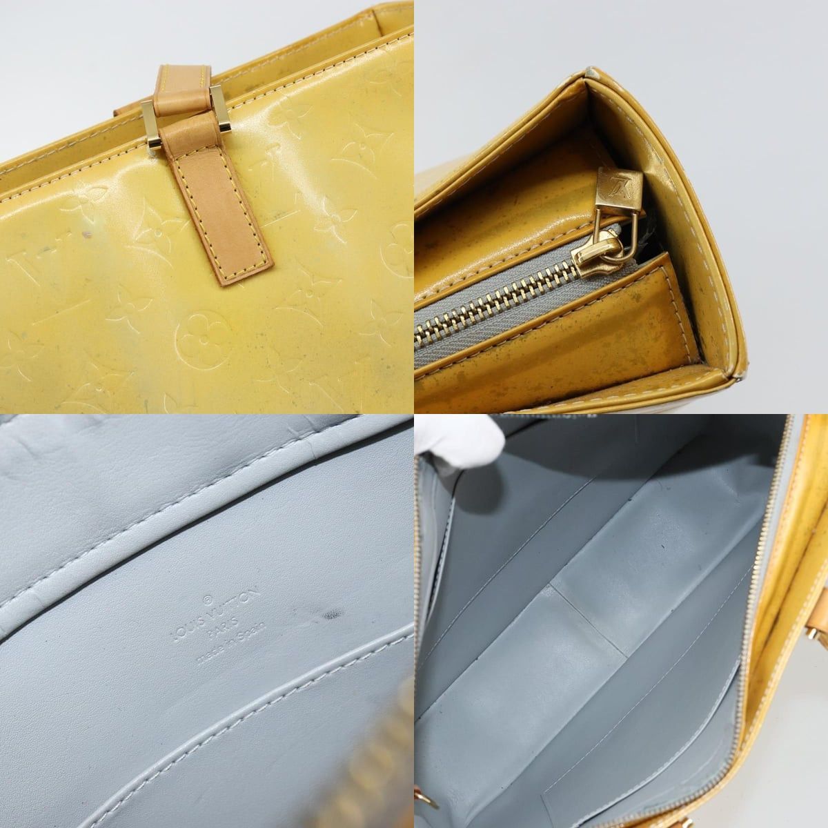 Louis Vuitton LOUIS VUITTON Monogram Vernis Columbus Tote Bag Gris M91028 Size ONE SIZE - 11 Thumbnail
