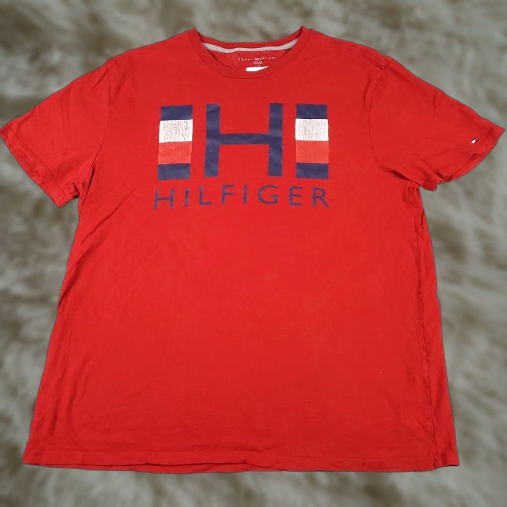 Tommy Hilfiger Tommy Hilfiger T Shirt Mens Size Large Red Short Sleeve Crew Neck Cotton Logo Solid Casual Clothing Mens L Red Size US L / EU 52-54 / 3 - 1 Thumbnail