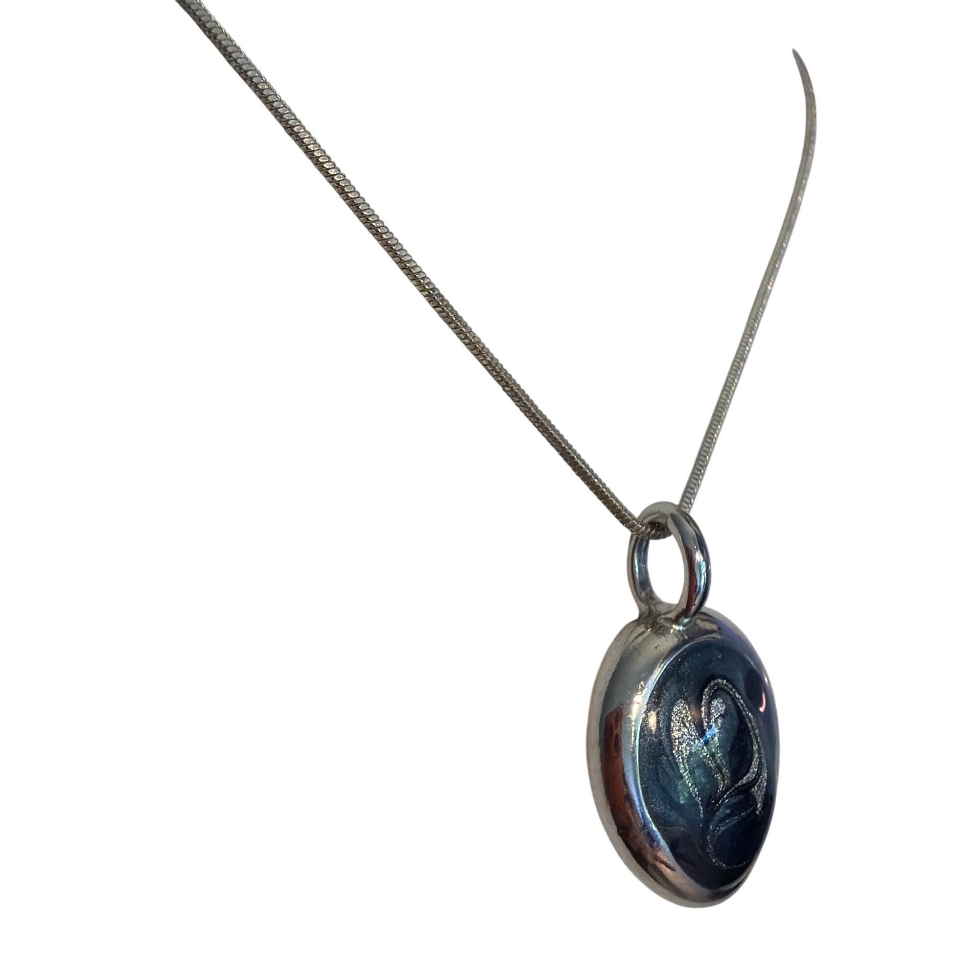 Other Silver Tone Pendant Necklace Blue Silver Swirl Enamel Snake Size ONE SIZE - 3 Thumbnail