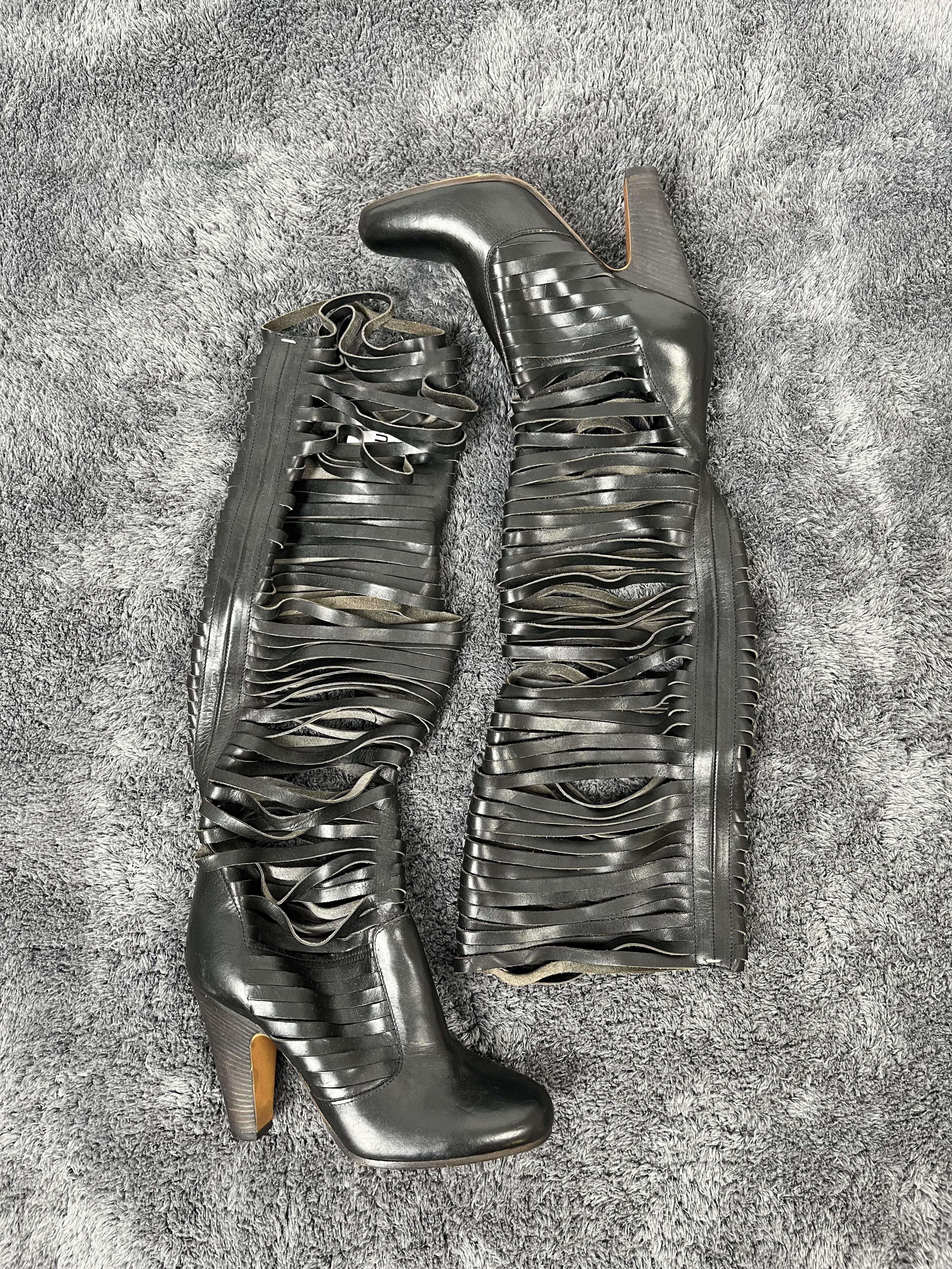 Maison Margiela by Martin S/S 2008 Black Leather Cut Out Boots Size US 7 / IT 37 - 3 Thumbnail