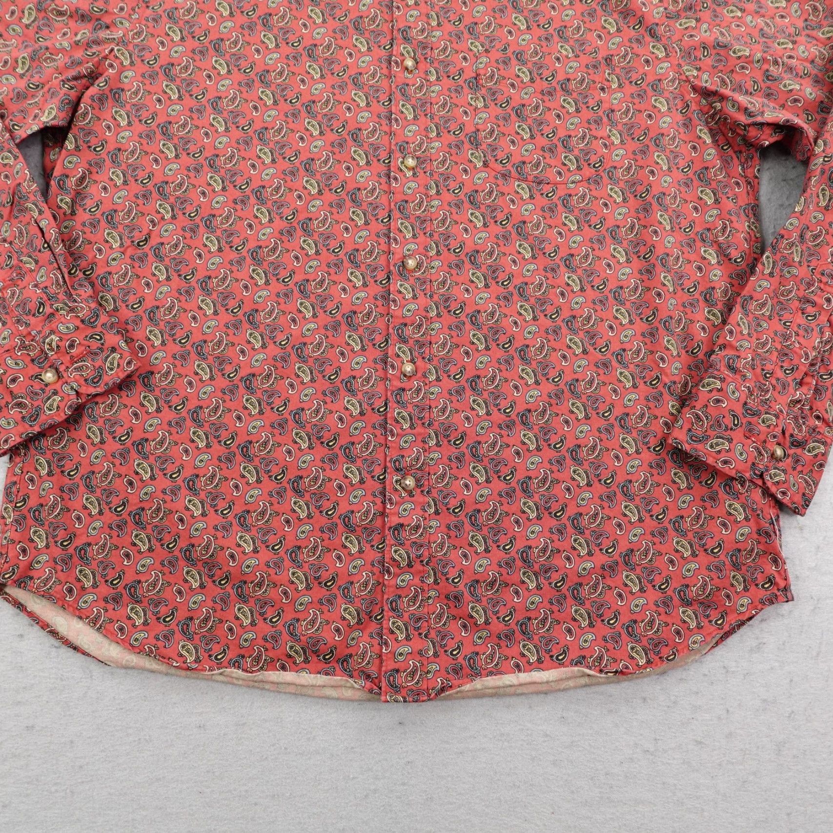 J.Crew VINTAGE J.CREW Shirt Mens Large Red Paisley Print Button-Down Oarsman Retro Long Sleeve Size US L / EU 52-54 / 3 - 4 Thumbnail