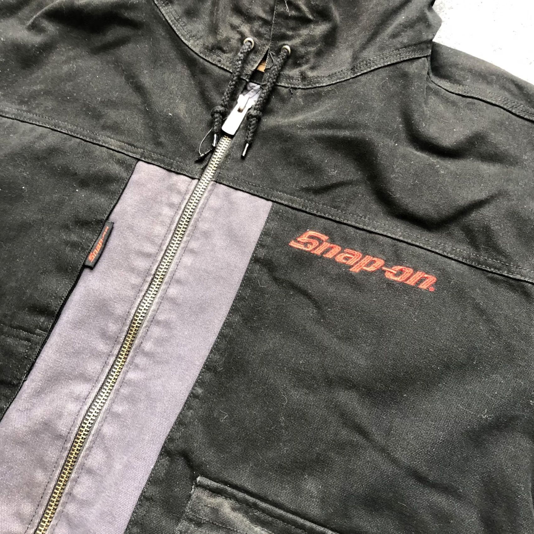 Vintage SNAP-ON Jacket Bomber Jacket Men XL Black Canvas Hooded Full Zip Lined Workwear Size US XL / EU 56 / 4 - 4 Thumbnail