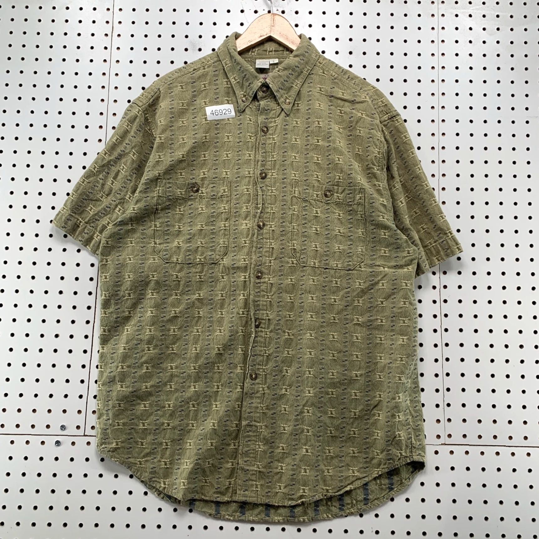 The Territory Ahead VINTAGE Territory Ahead Button-Up Shirt Mens L Green Short Sleeve Textured Geometric Weekender Casual Button-Up Shirt Mens L Green Territory Ahead Size US L / EU 52-54 / 3 - 2 Thumbnail