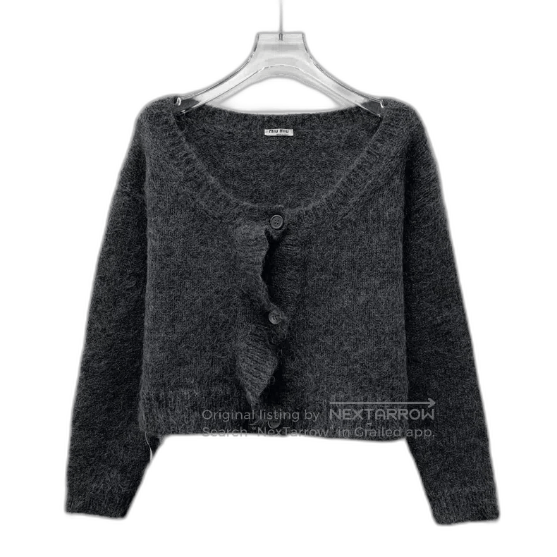 Miu Miu Miu Miu Dark Gray Knit Cardigan Sweater. Size S / US 4 / IT 40 - 1 Thumbnail