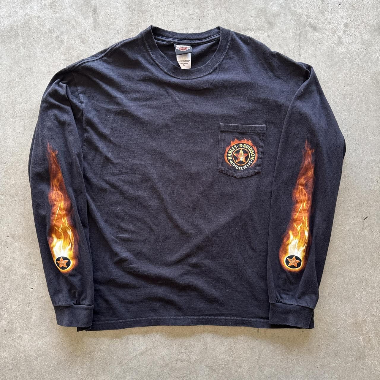 Harley Davidson Vintage 2000s Harley Davidson Flame Star Ball Longsleeve Size US XL / EU 56 / 4 - 2 Thumbnail