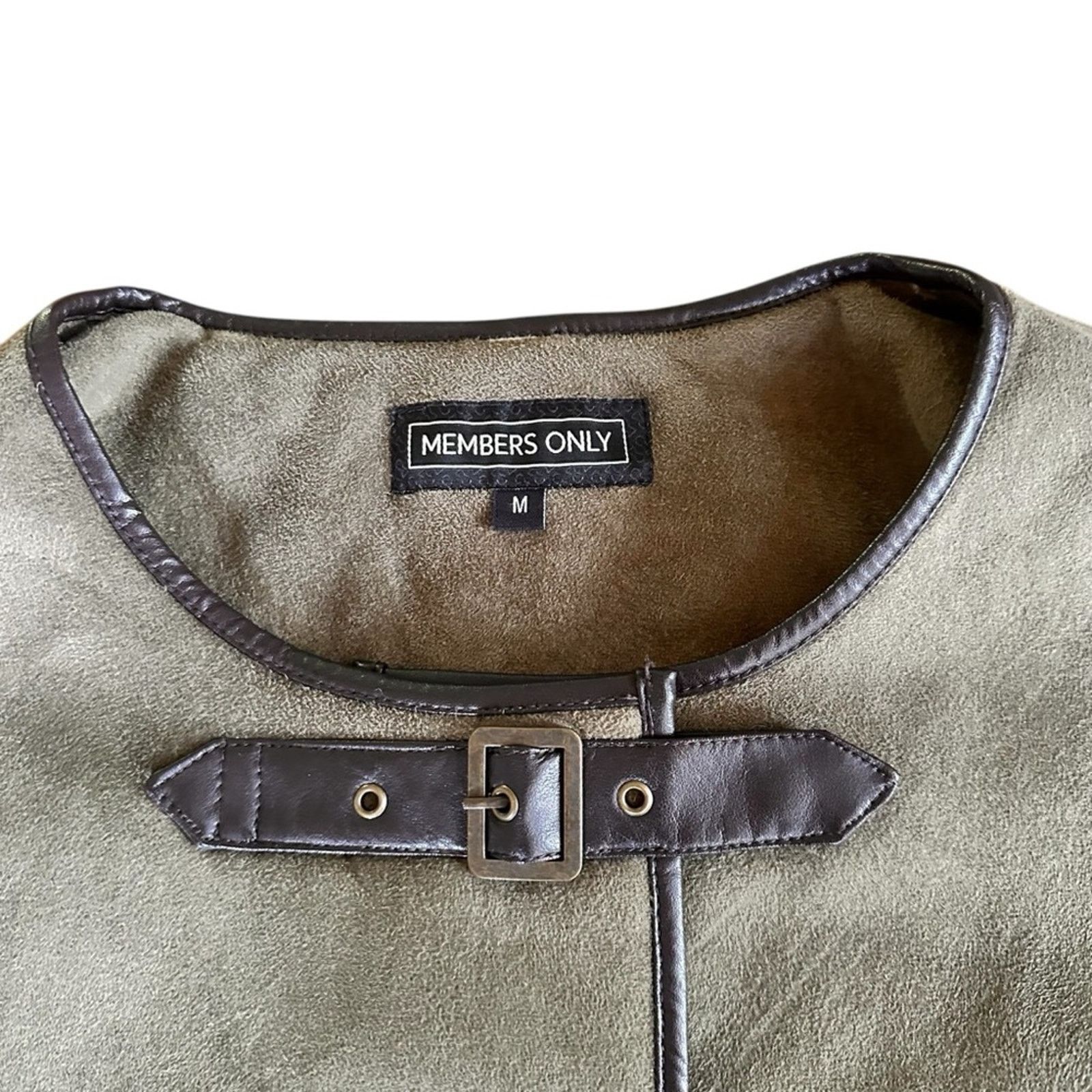 Members Only Members Only Faux Suede Sherpa Fleece Cape – Moss Green Size M / US 6-8 / IT 42-44 - 2 Thumbnail