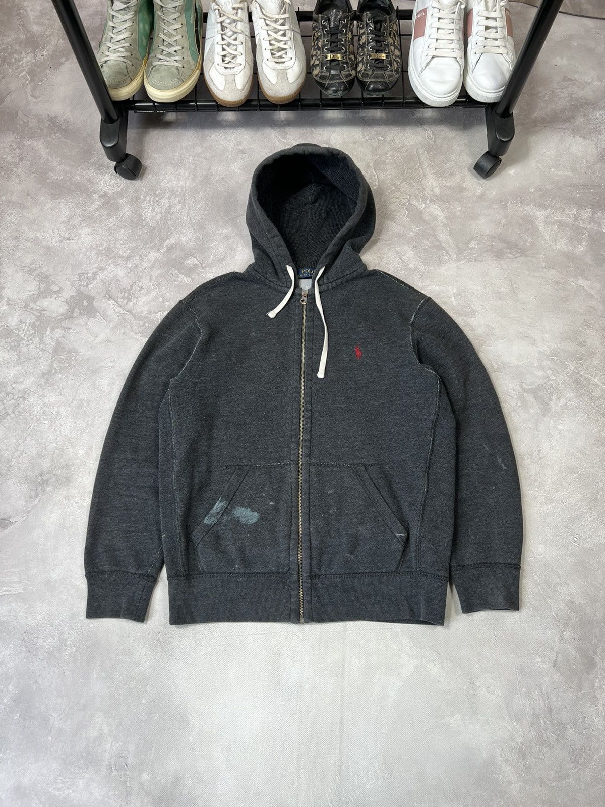 Vintage Vintage Polo Ralph Lauren Distressed Zip Hoodie Size US M / EU 48-50 / 2 - 1 Thumbnail