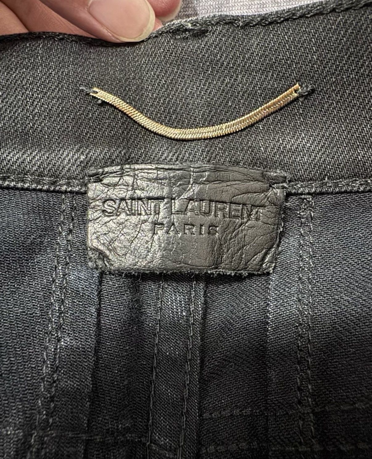Saint Laurent Paris SLP 16FW Knee Slash Waxed Finish Basic Denim Jeans Size US 31 - 6 Thumbnail
