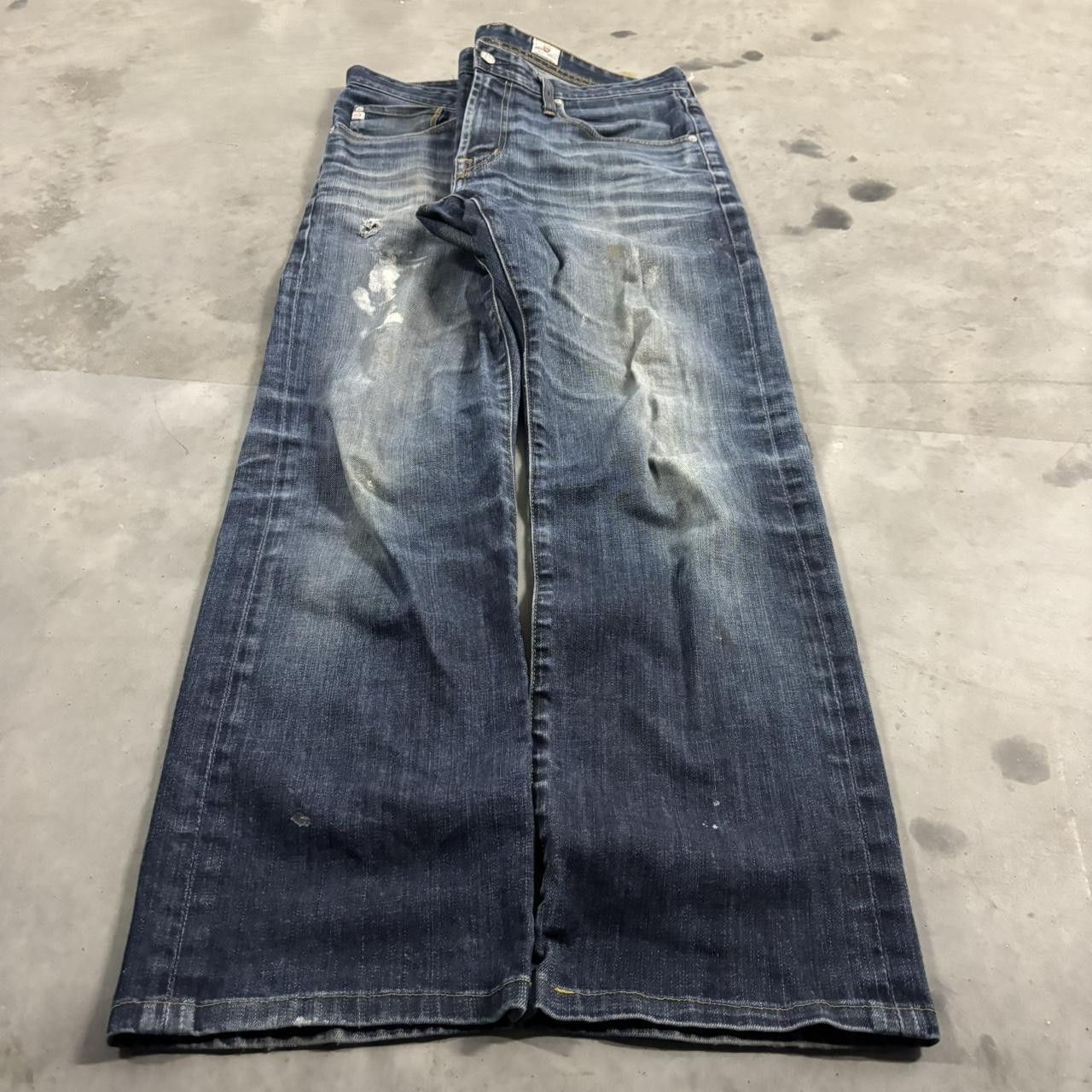 Vintage Crazy Vintage Y2K/2000s Grunge Faded Dark Wash Paint Splatter Denim Jeans! 34x30 Size US 34 / EU 50 - 3 Thumbnail