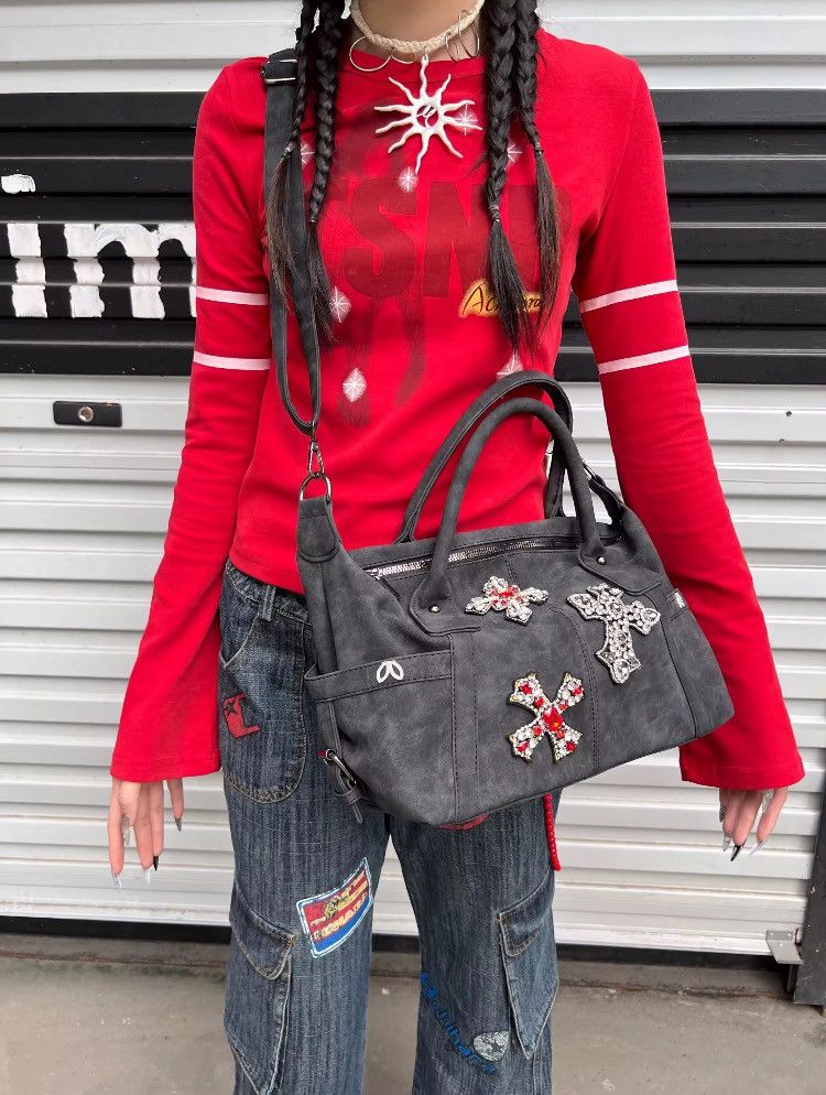 Other Handmade Punk Crystal Cross Crossbody Y2K Tote Bag Size ONE SIZE - 4 Thumbnail
