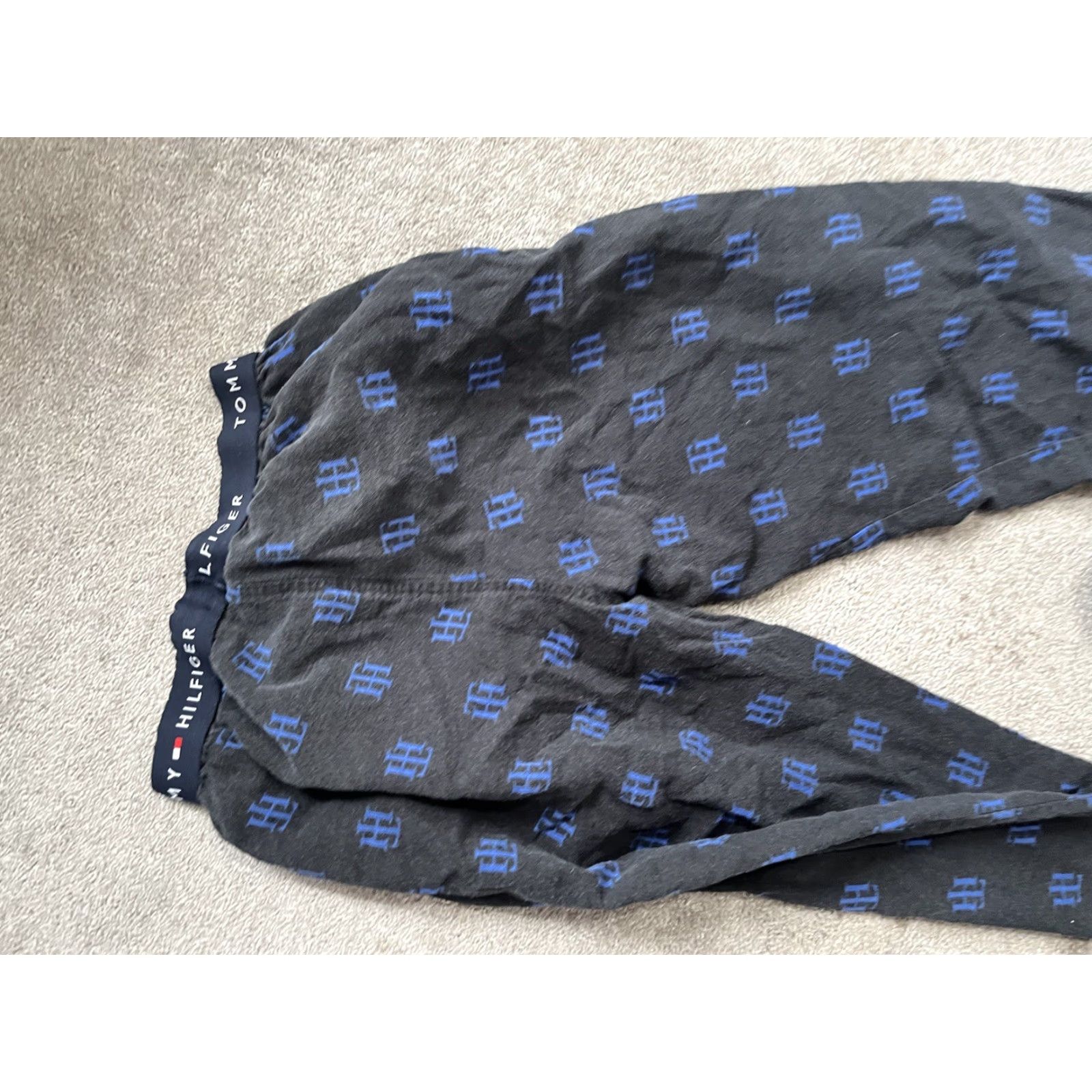 Tommy Hilfiger Tommy Hilfiger Men’s Black Pajama Pants Logo Distressed Lounge Design Size US 29 - 4 Thumbnail