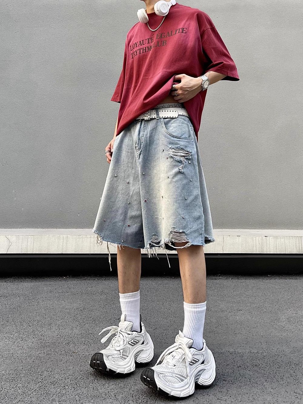 Japanese Brand × Jean Hot Drilling Holes Burr Jorts Size US 33 - 2 Thumbnail