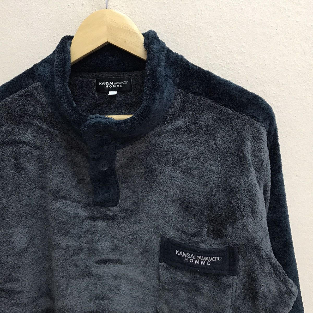 Japanese Brand × Kansai Yamamoto × Vintage Vintage Kansai Yamamoto Homme Velvet Sweater Half Button Up Size US M / EU 48-50 / 2 - 12 Thumbnail
