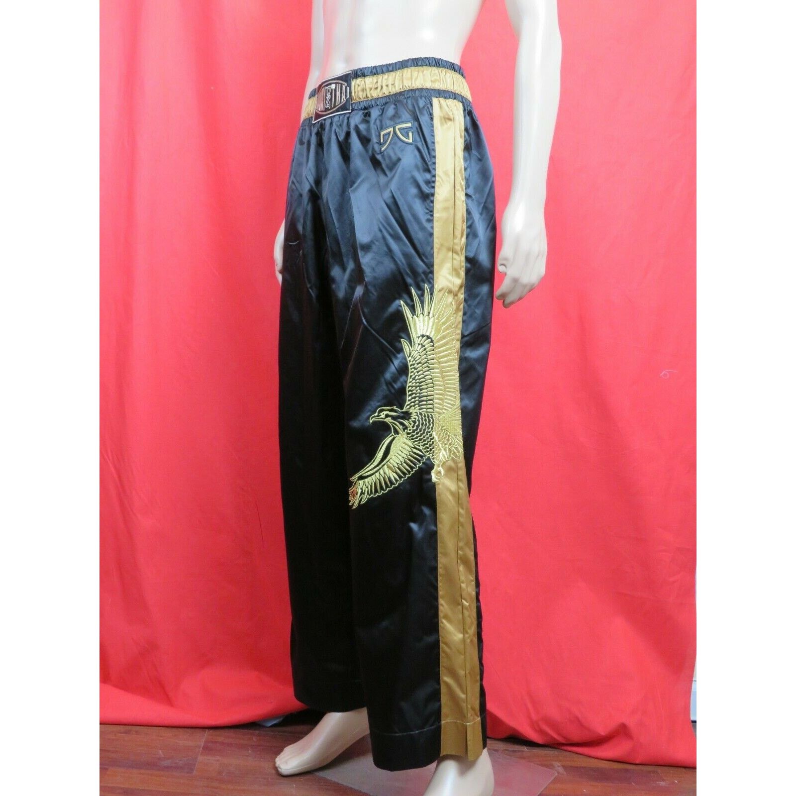 DOLCE GABBANA GOLD BLACK NYLON THAI EAGLE SPORT PANTS 54 IT