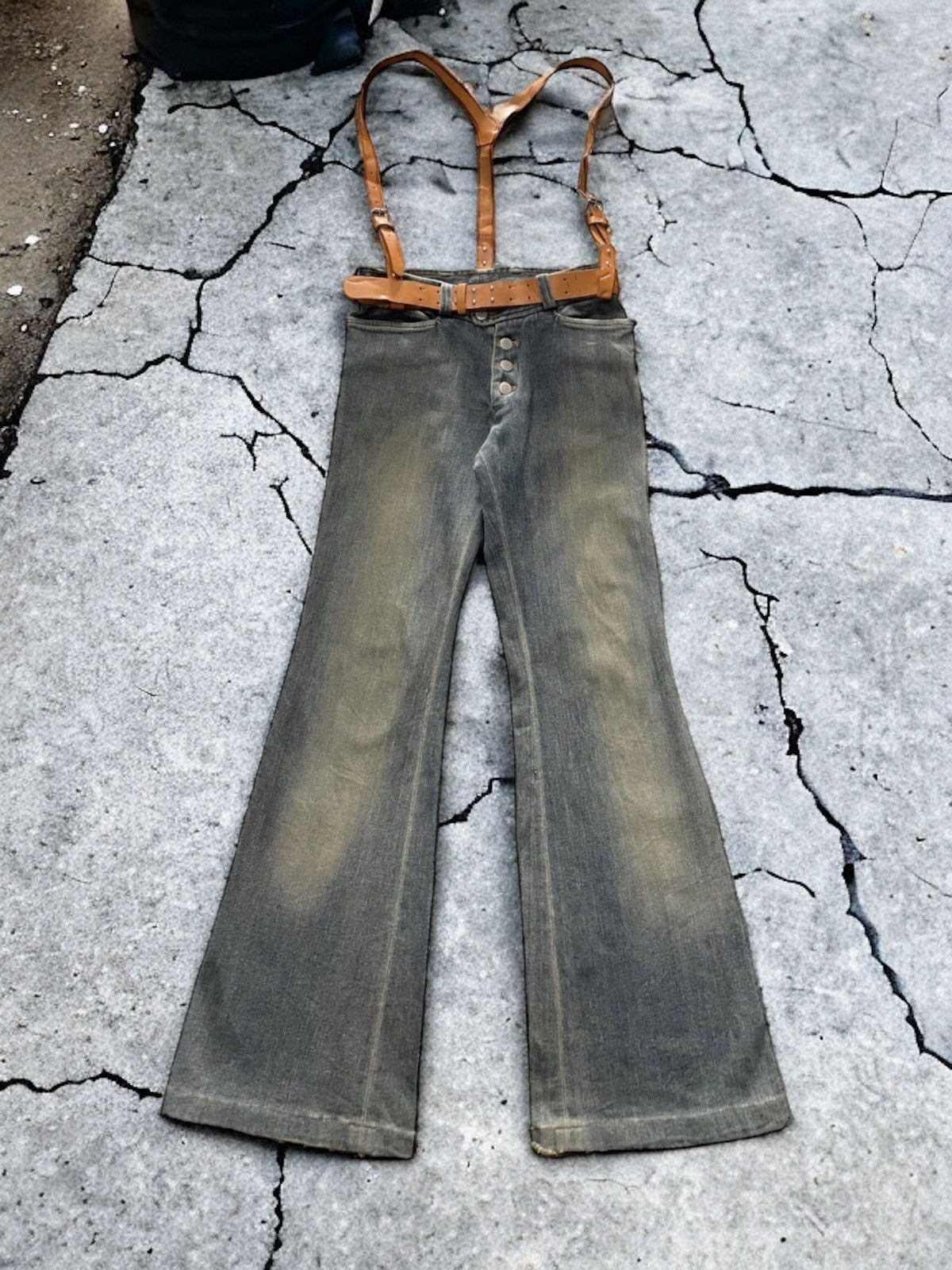 Bell Bottom Suspender Flare Pants Tornado Mart Flared Mud Jeans