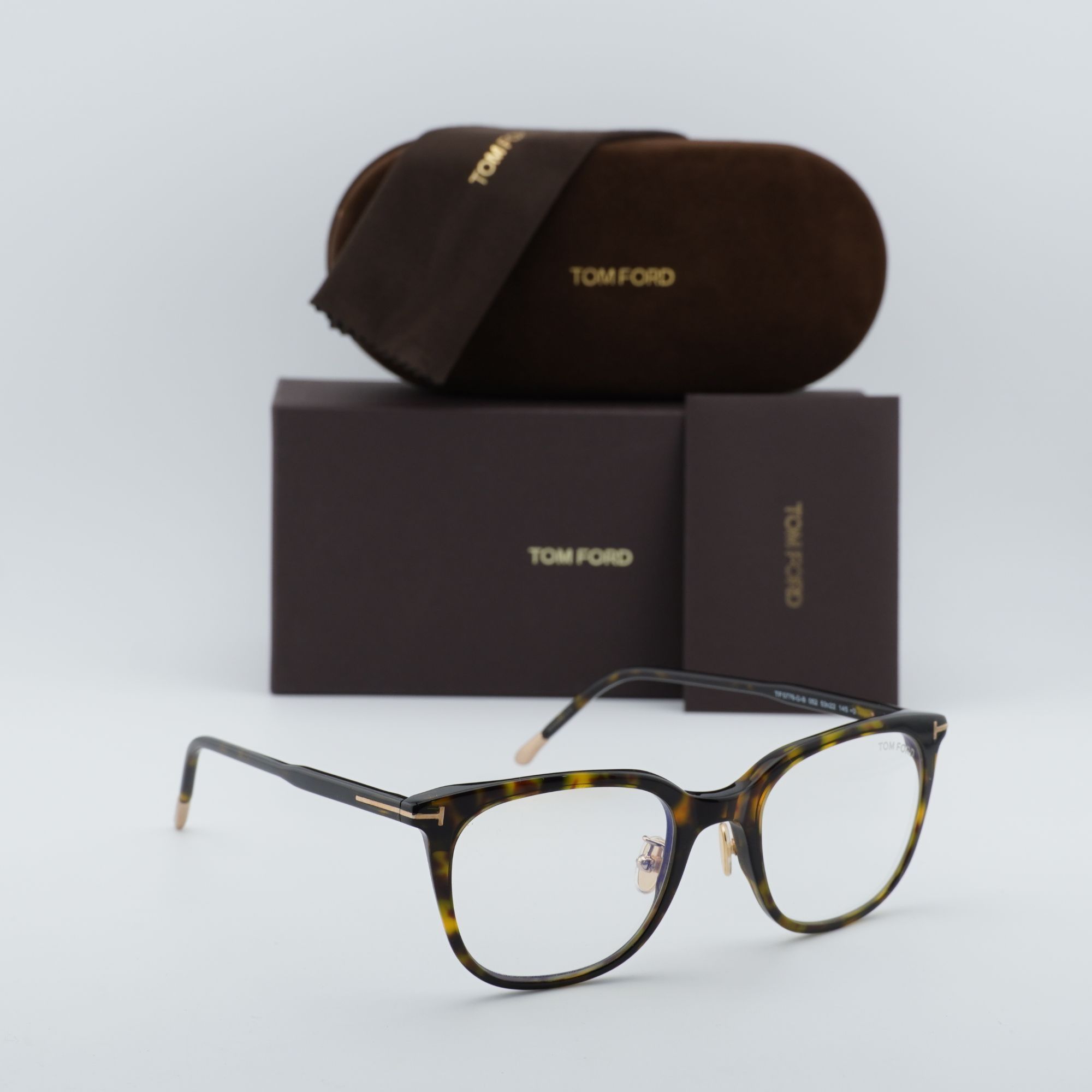 Tom Ford Tom Ford FT5776-D-B 052 Eyeglasses Havana 53mm Square Frame Size ONE SIZE - 9 Thumbnail