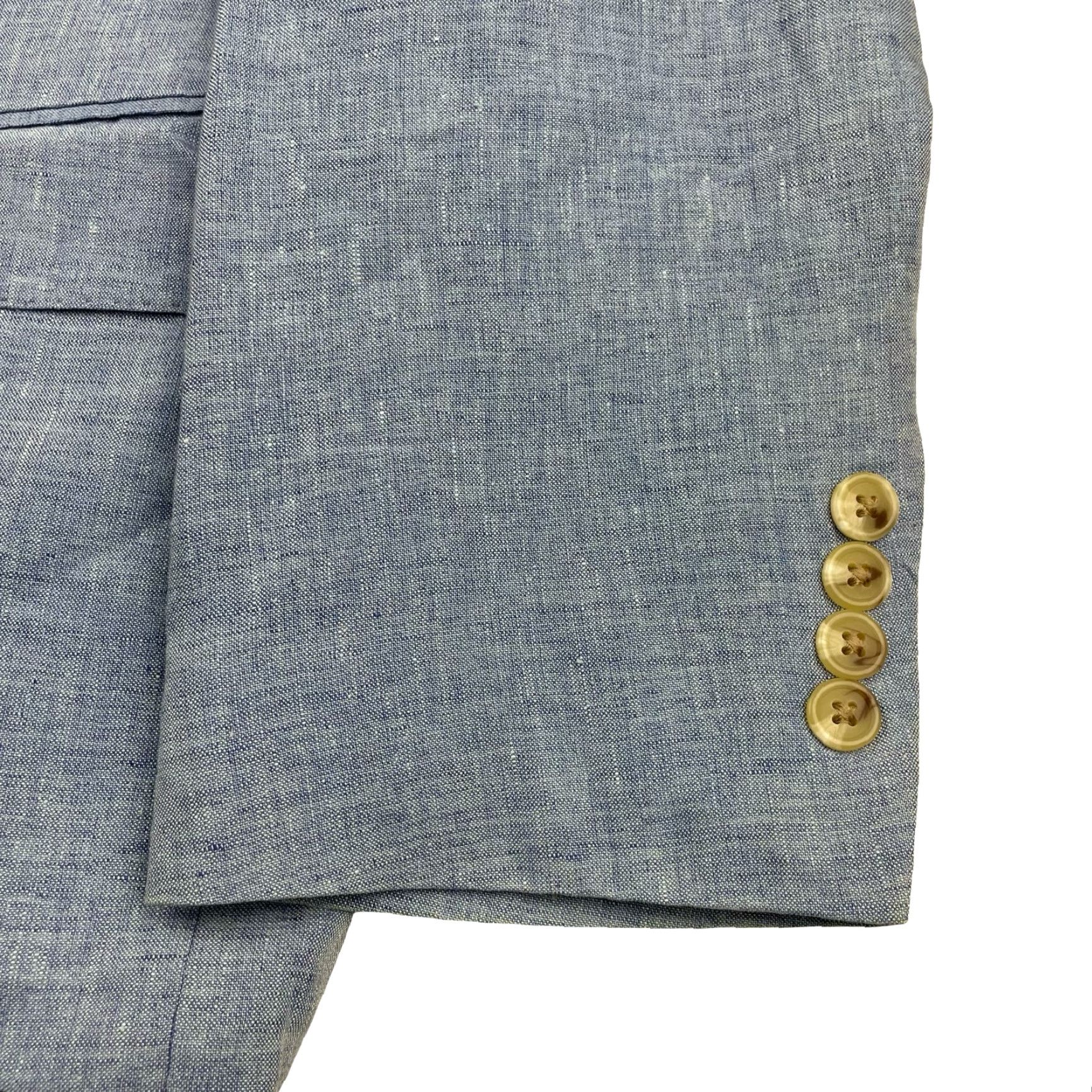 Vintage Ibiza Men's 100% Linen 2-Button Blazer Blue 44R US Size 44R - 4 Thumbnail