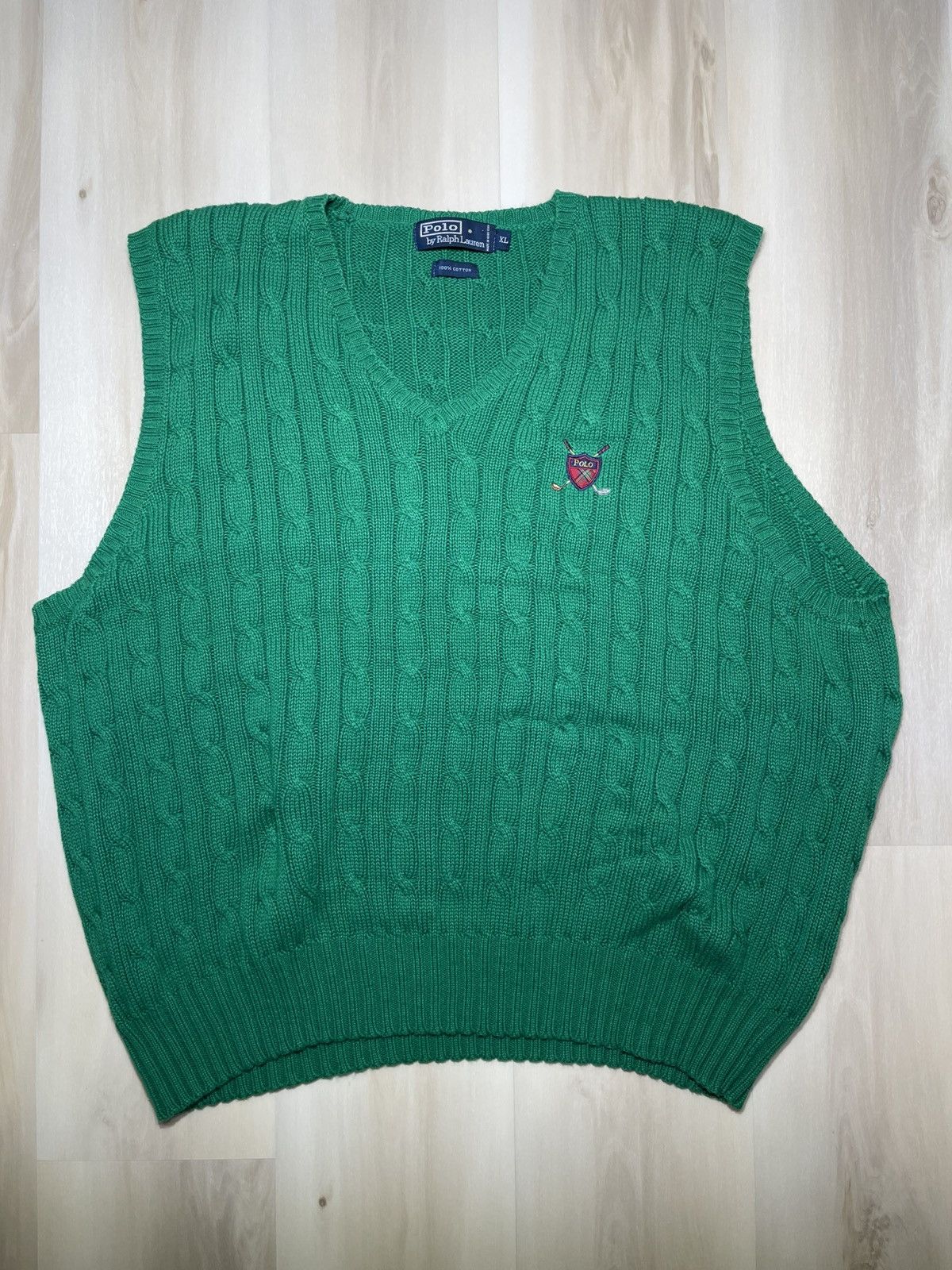 Polo Ralph Lauren Polo Ralph Lauren Pullover Sweater Vest XL Green Crest Knit Size US XL / EU 56 / 4 - 1 Thumbnail