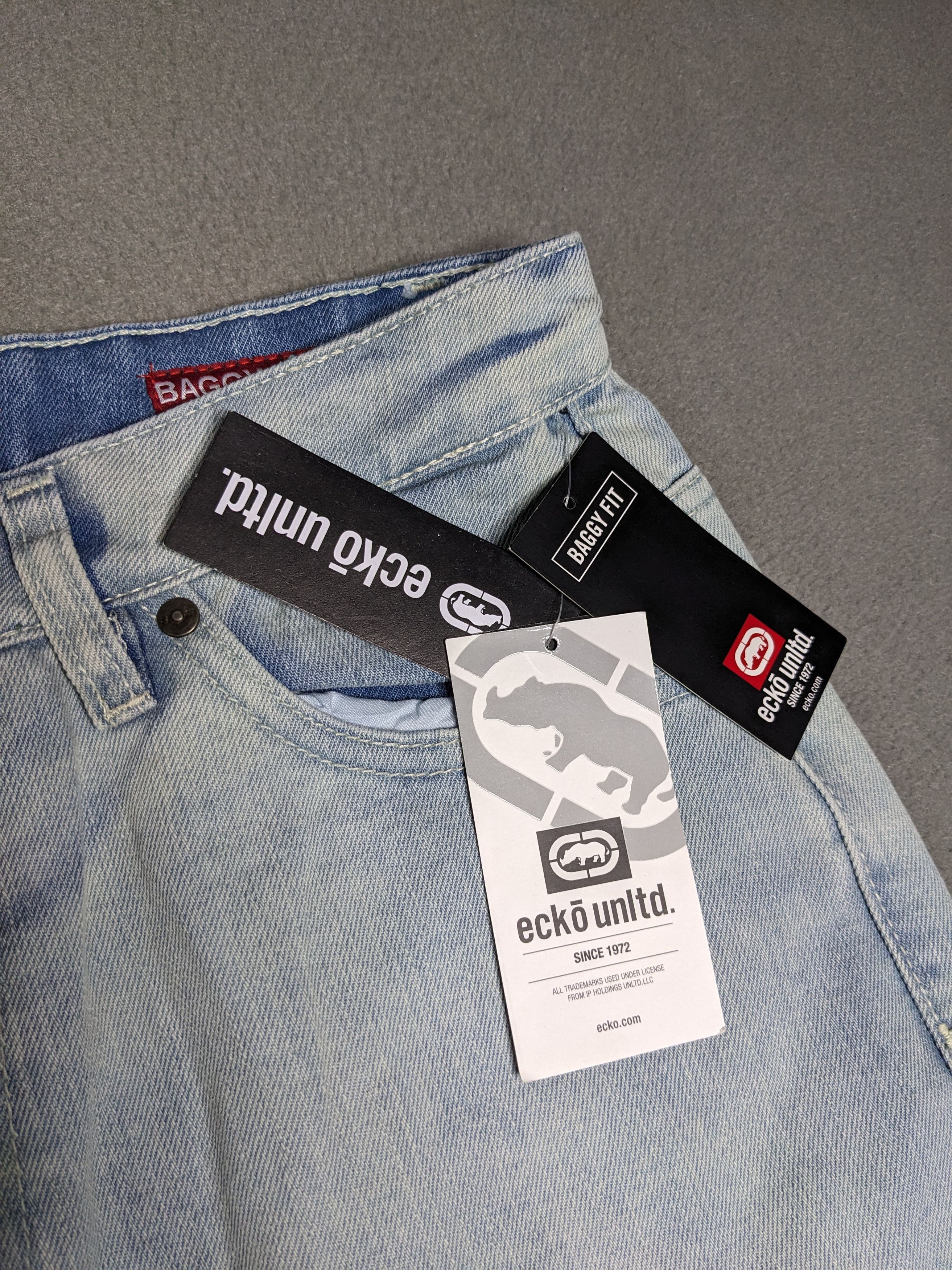 Ecko Unltd. VTG Y2K Ecko Unltd Denim Cargo Pants 33x31 Baggy Jeans NWT Size US 33 - 10 Thumbnail
