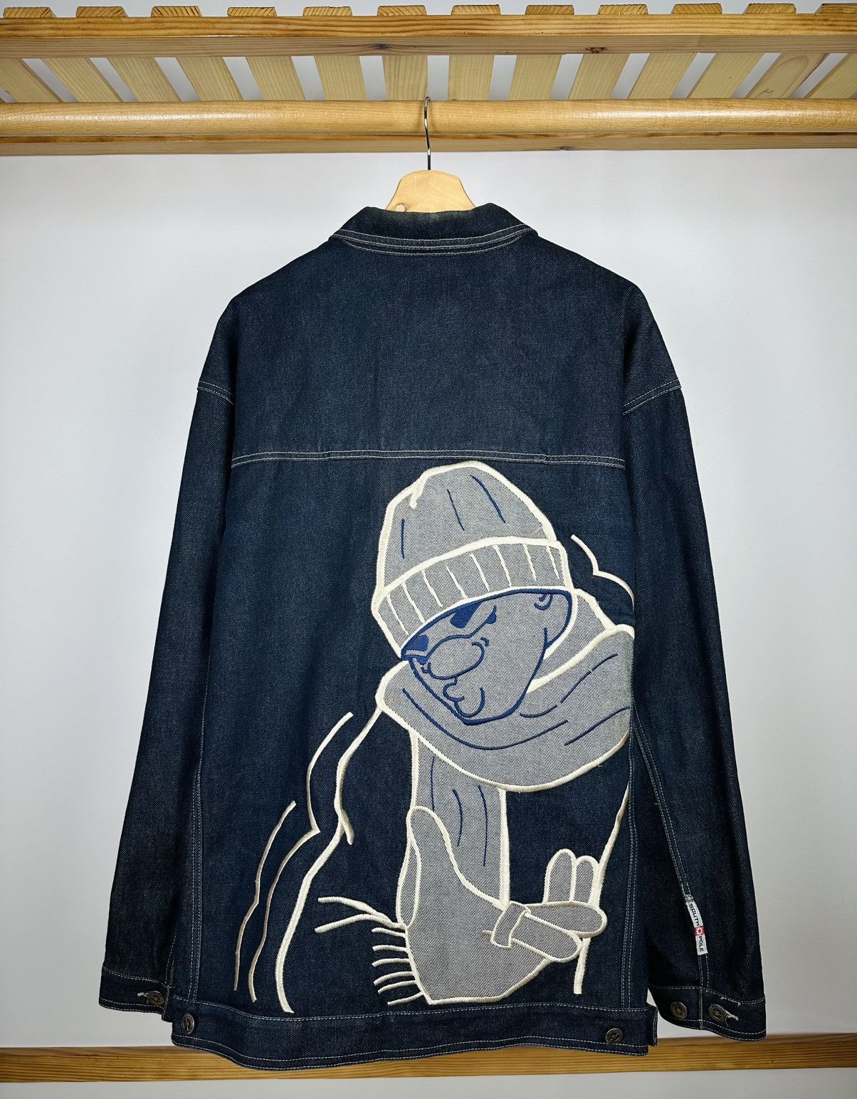 ID Wear Denim Jacket 90s Y2k Jean Leather Collar Vintage