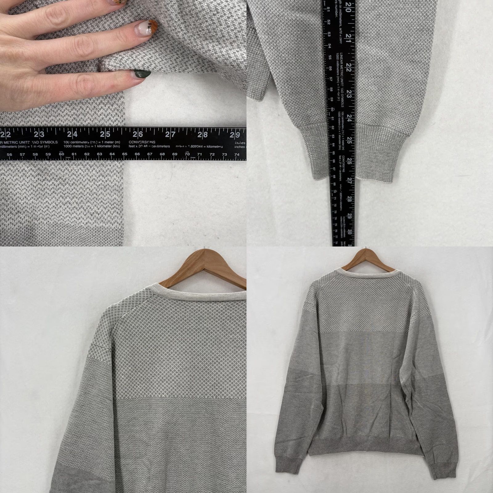 Perry Ellis Perry Ellis Sweater Mens 2XL Oatmeal Heather Wool Blend V-Neck Geometric Knit Casual Size US XXL / EU 58 / 5 - 8 Thumbnail