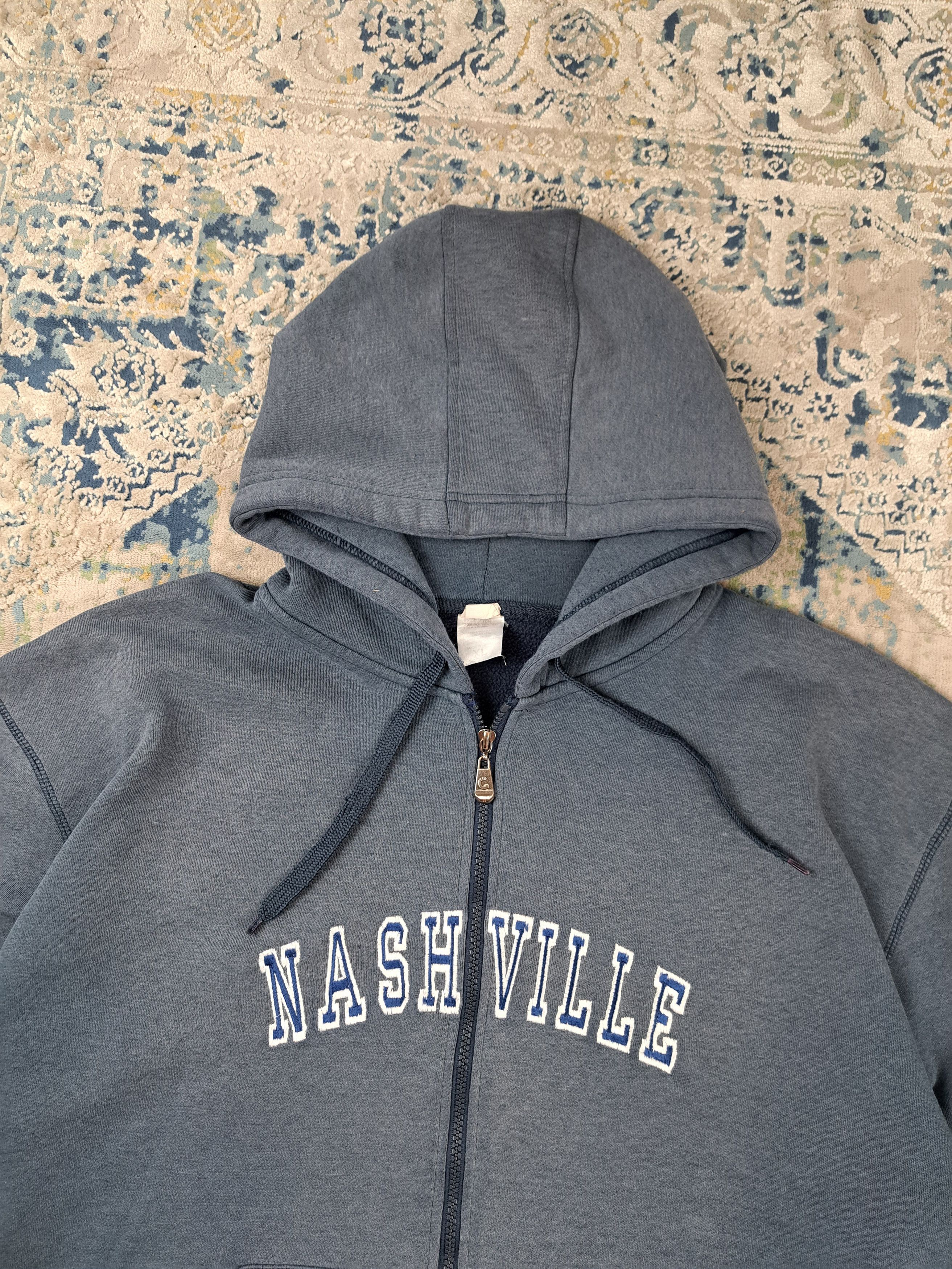 Vintage Worn To Perfection Faded Nashville Boxy Zip Up Hoodie Size US XL / EU 56 / 4 - 3 Thumbnail