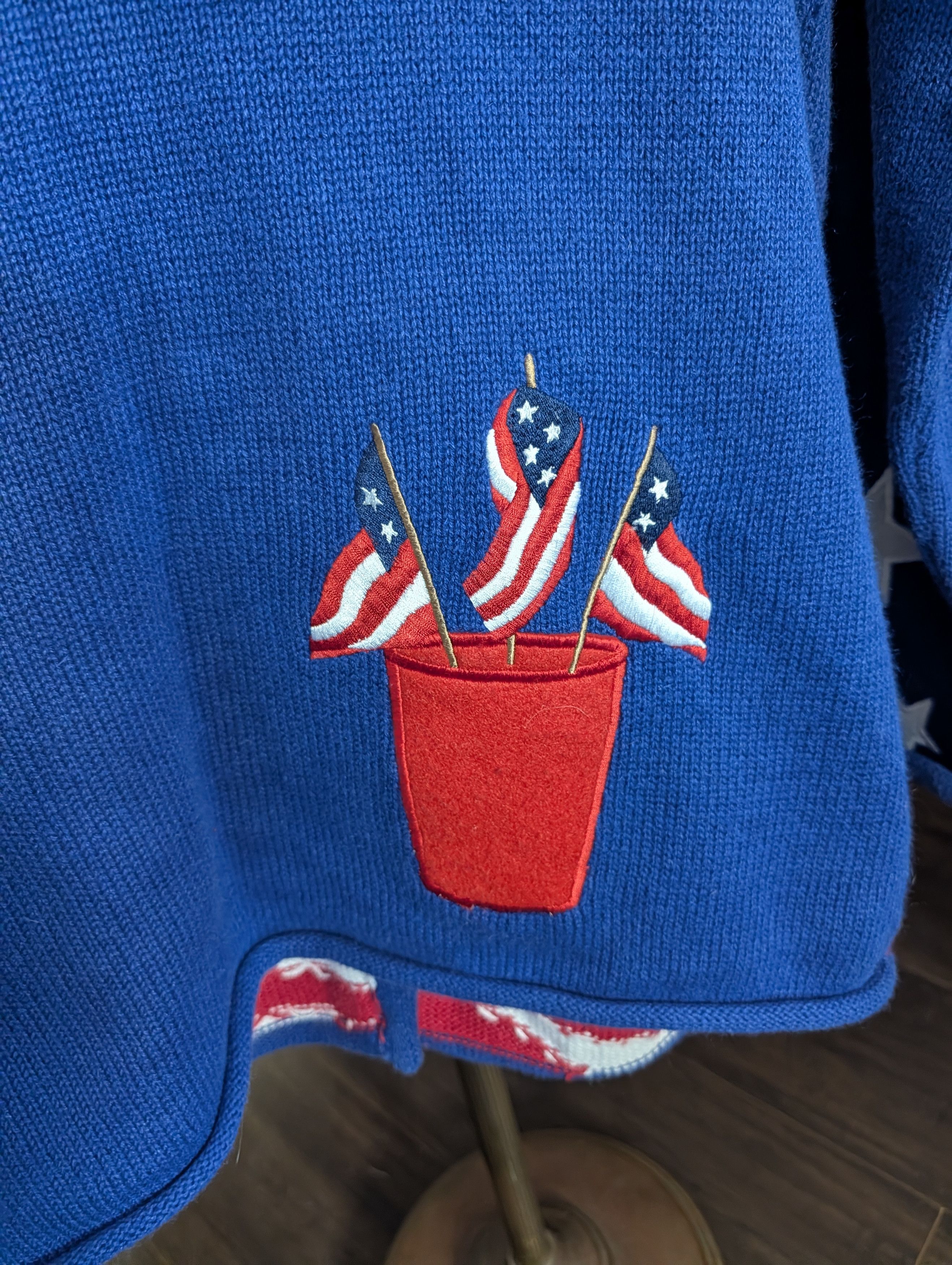 Quacker Factory Vintage RAMIE knit USA stars & stripes cardigan Med Size M / US 6-8 / IT 42-44 - 10 Thumbnail