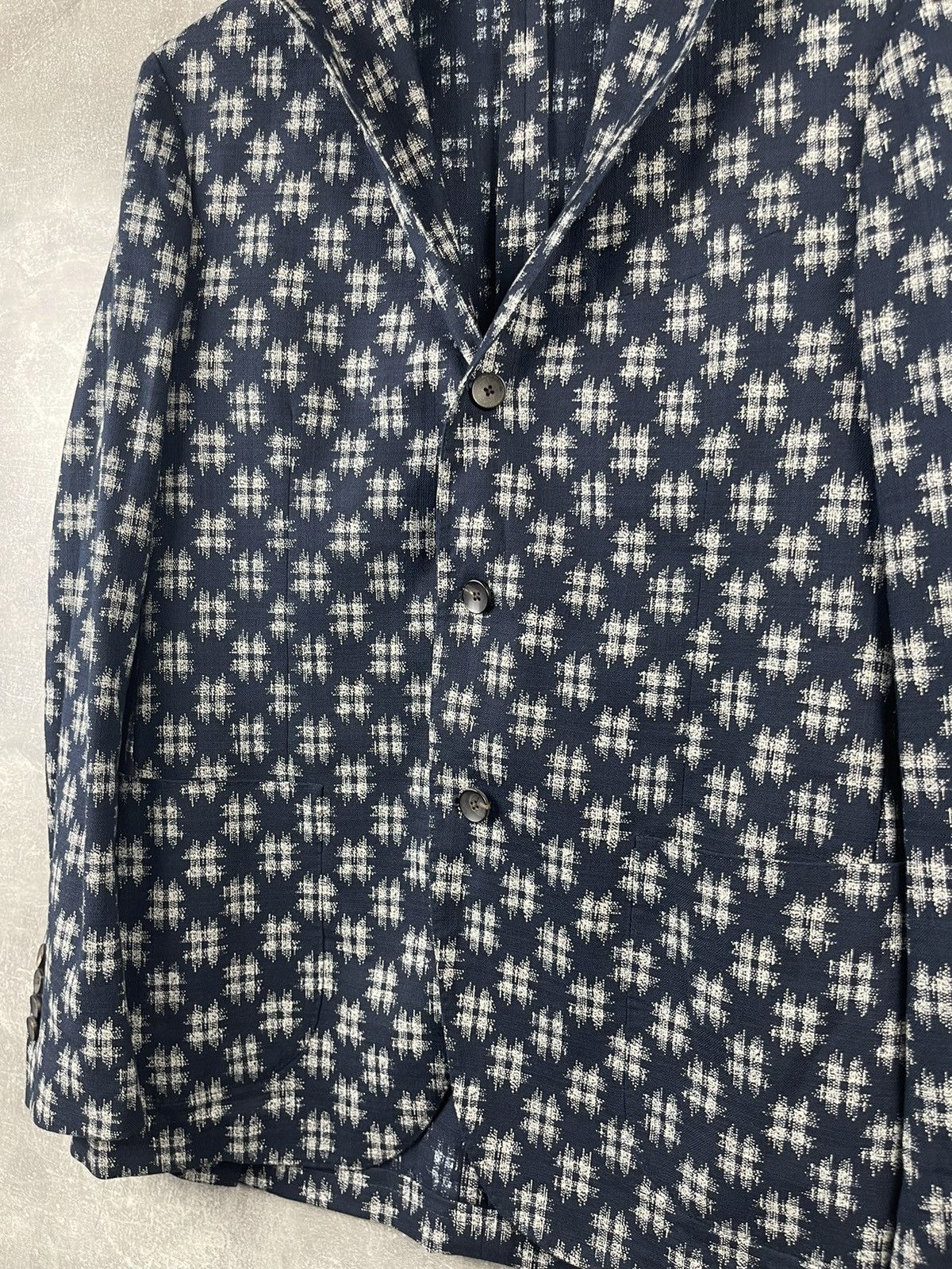 Lardini Lardini NWT Cotton White/Blue Pattern Blazer Jacket Size 48L - 15 Thumbnail