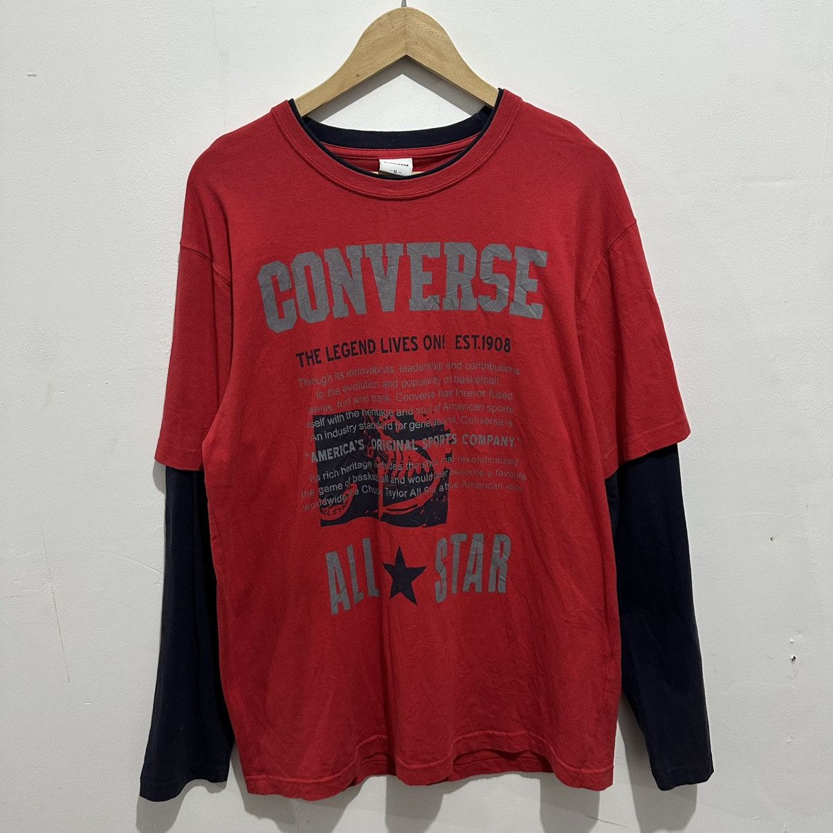 Converse Vintage Converse Double layer Long Sleeve T Shirt Size US L / EU 52-54 / 3 - 1 Thumbnail