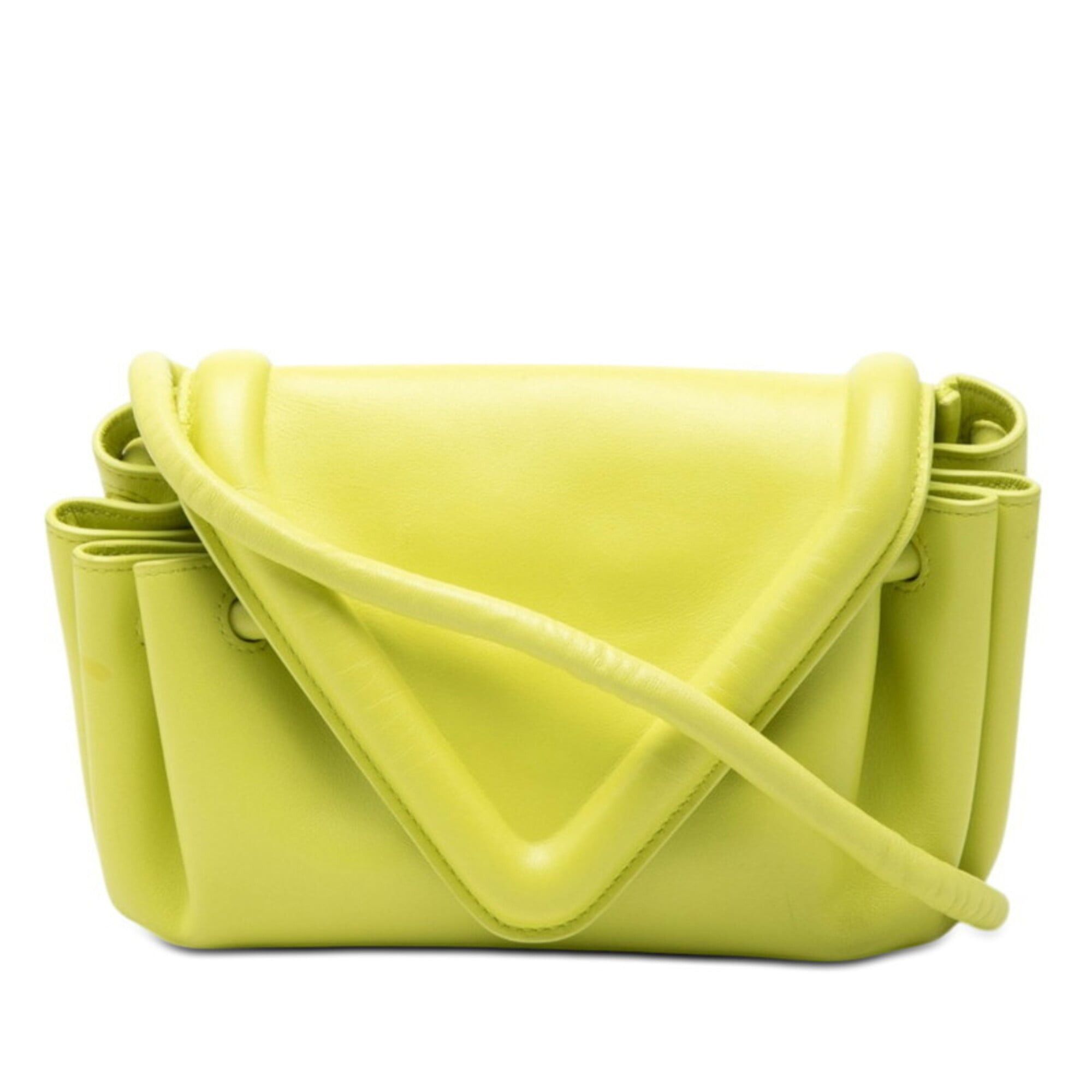 Bottega Veneta Bottega Veneta Beak Small Triangle Flap Shoulder Bag, Neon Yellow Leather, Women's. Size ONE SIZE - 1 Thumbnail
