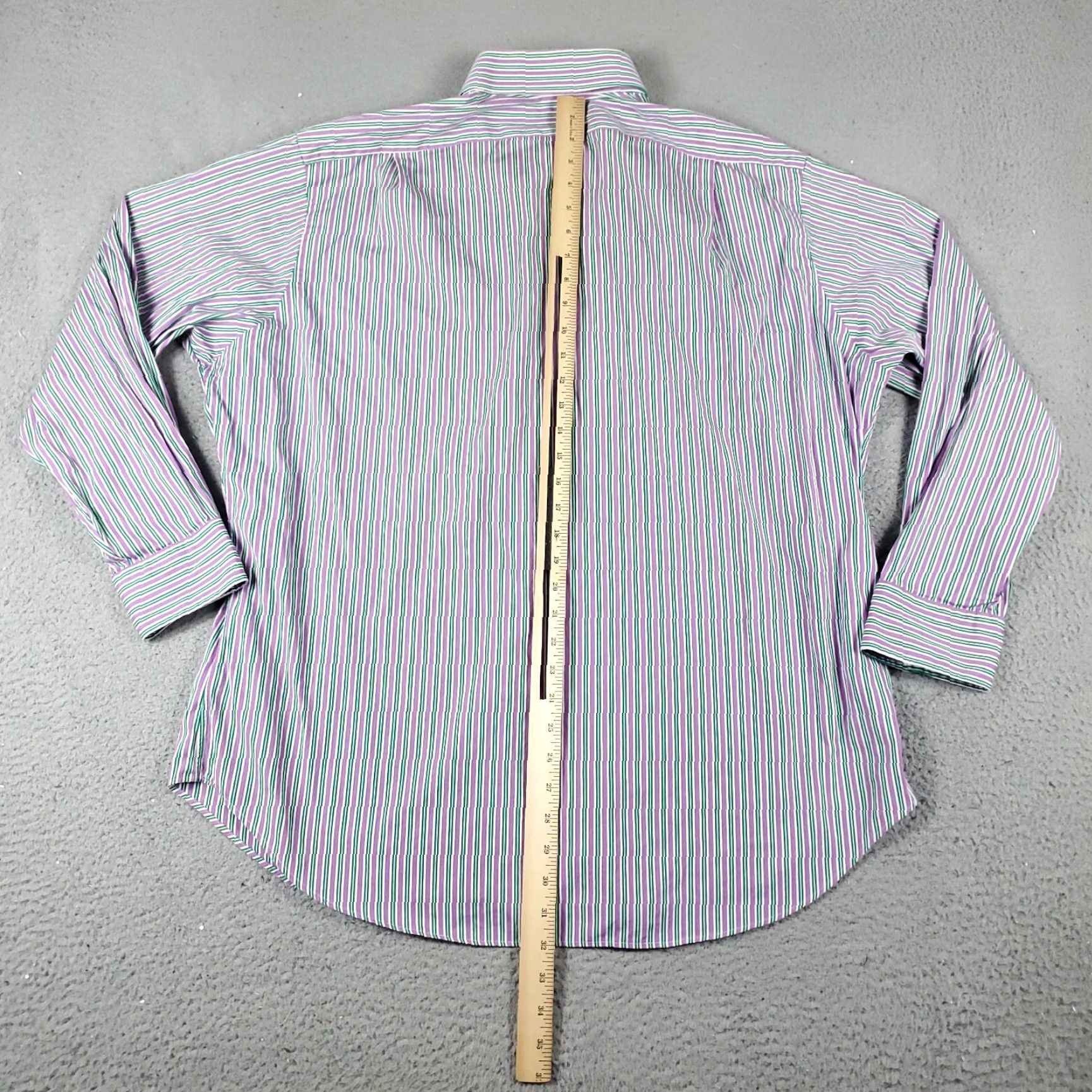 Ralph Lauren Ralph Lauren Dress Shirt Men 17.5 Purple Green Striped Long Sleeve Button Up Regular Fit Size 46R - 3 Thumbnail