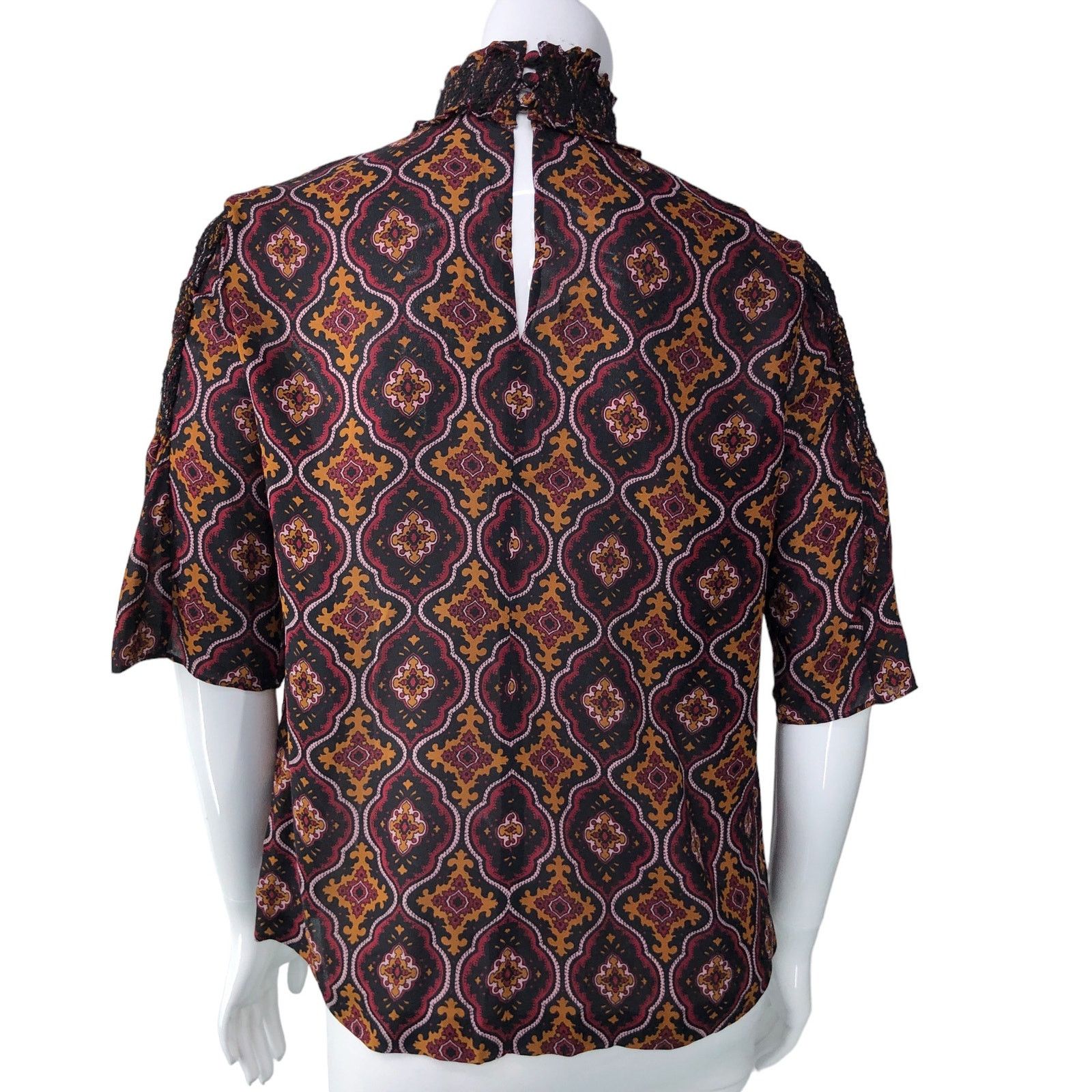 A.L.C. A.L.C. Womens Sz 6 Miranda Top Smocked Collar 100% Silk Size M / US 6-8 / IT 42-44 - 7 Thumbnail