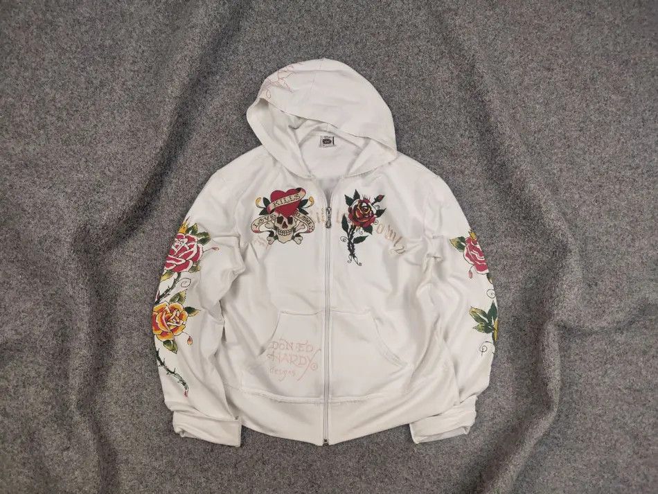 Ed Hardy Vintage Ed Hardy Designs Tattoo Logo Zip Hoodie Y2K Style Size L / US 10 / IT 46 - 1 Thumbnail