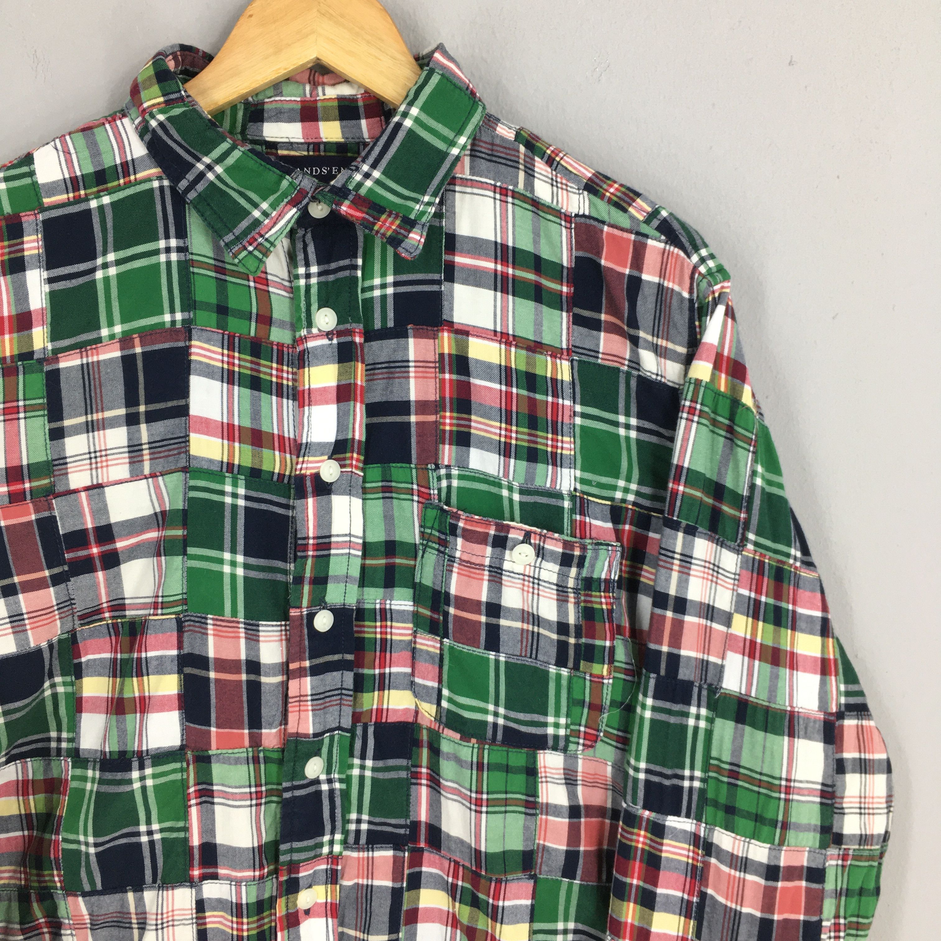Flannel Lands End Patchwork Checkered Flannel Shirt Large Size US L / EU 52-54 / 3 - 2 Thumbnail