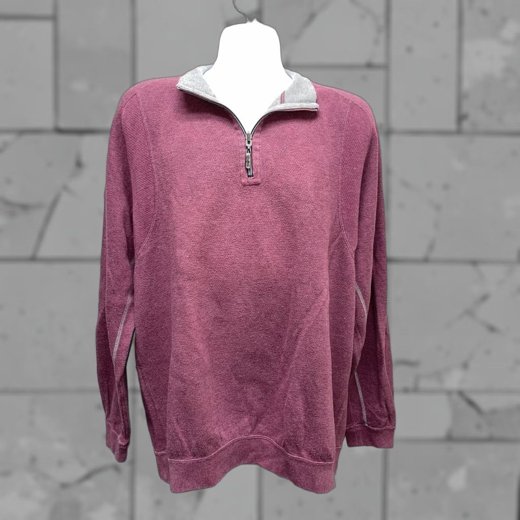 Tommy Bahama Tommy Bahama Half Zip Pullover L Mens 100% Cotton Light Maroon Red Zip Sweater Size US L / EU 52-54 / 3 - 1 Thumbnail