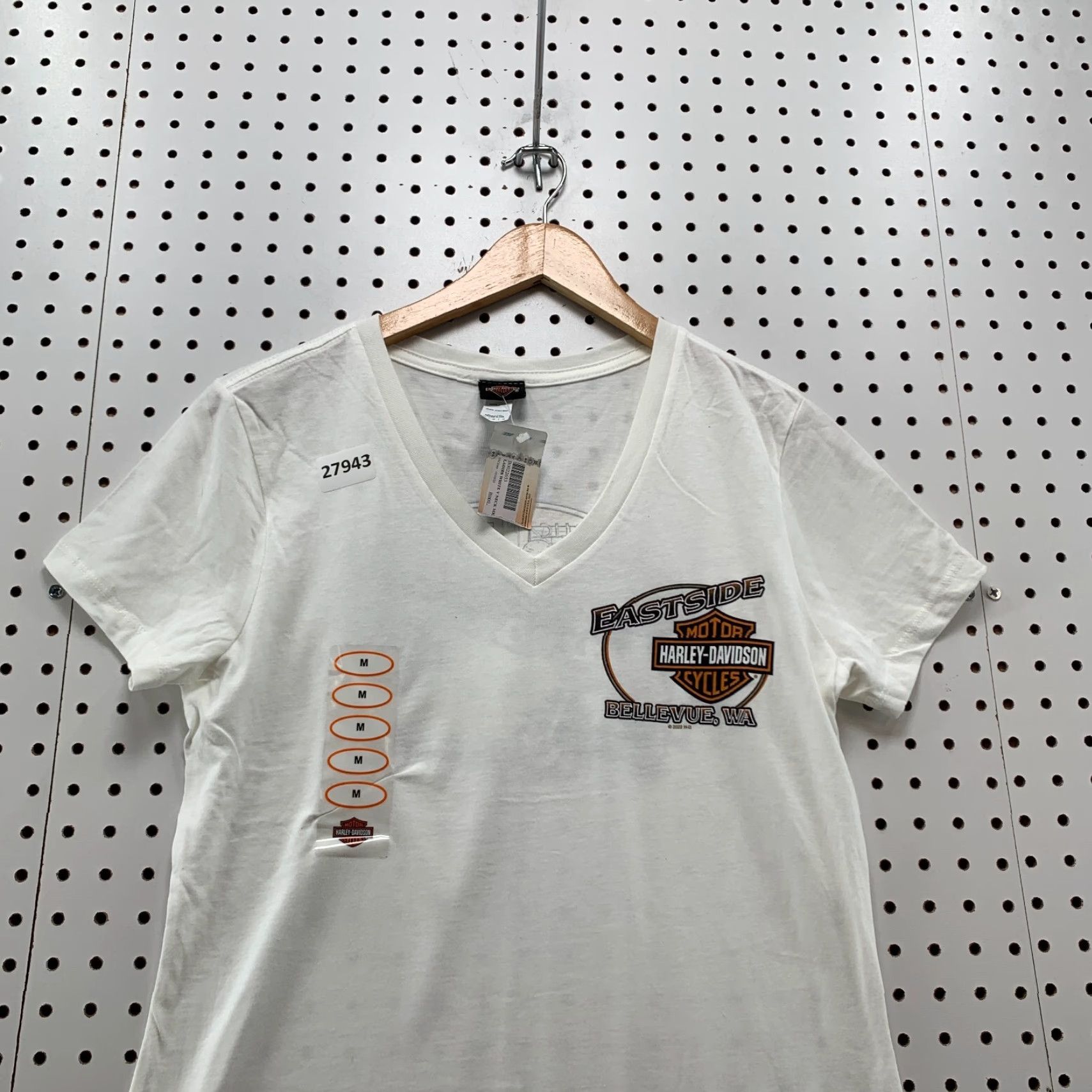 Harley Davidson Harley-Davidson Shirt Women's White Medium T-Shirt V-Neck Bike Motorcycle 90s or Classic Style Womens Size M / US 6-8 / IT 42-44 - 7 Thumbnail
