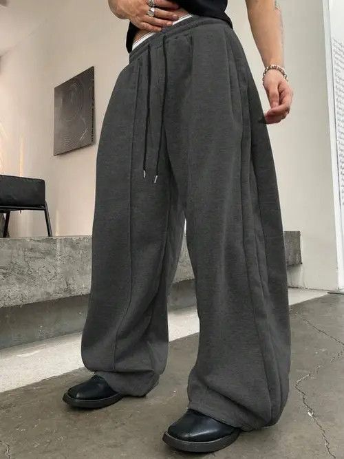 Japanese Brand Dark Grey loose fit sweatpants baggy Wide Leg Size US 32 / EU 48 - 1 Thumbnail