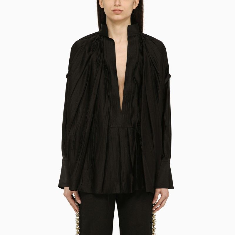 image of Salvatore Ferragamo Ferragamo Black Viscose Caftan Shirt, Women's (Size Small)