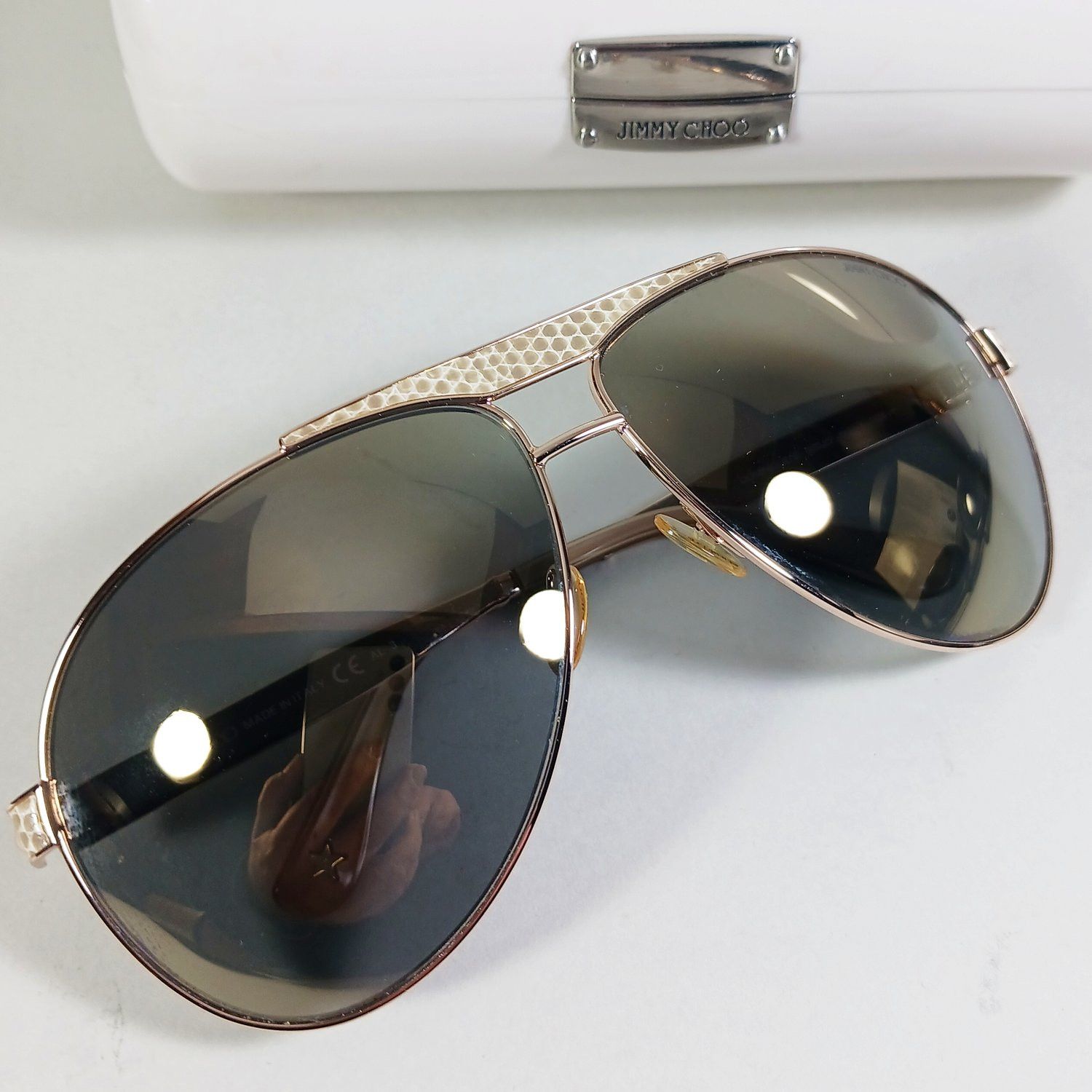 Designer × Jimmy Choo Jimmy Choo Dominique/S 000JO Aviator Sunglasses in Case Size ONE SIZE - 5 Thumbnail