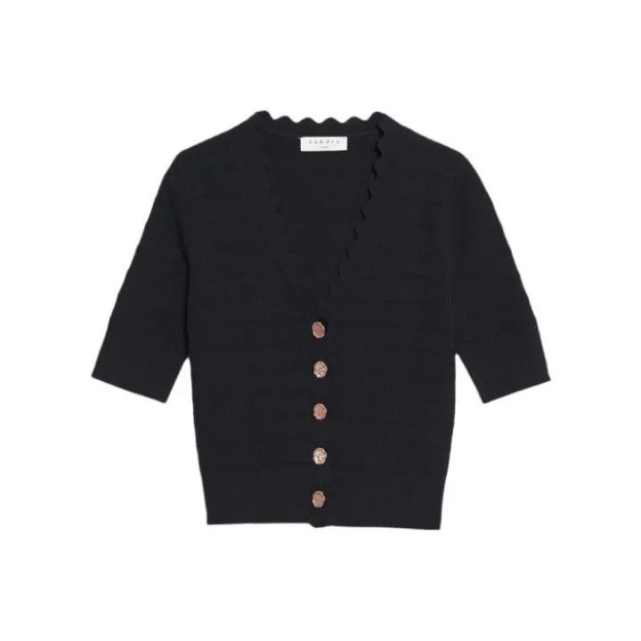 Sandro Sandro Black Casual Short Sleeve T-Shirt 0079 Size XS / US 0-2 / IT 36-38 - 1 Thumbnail