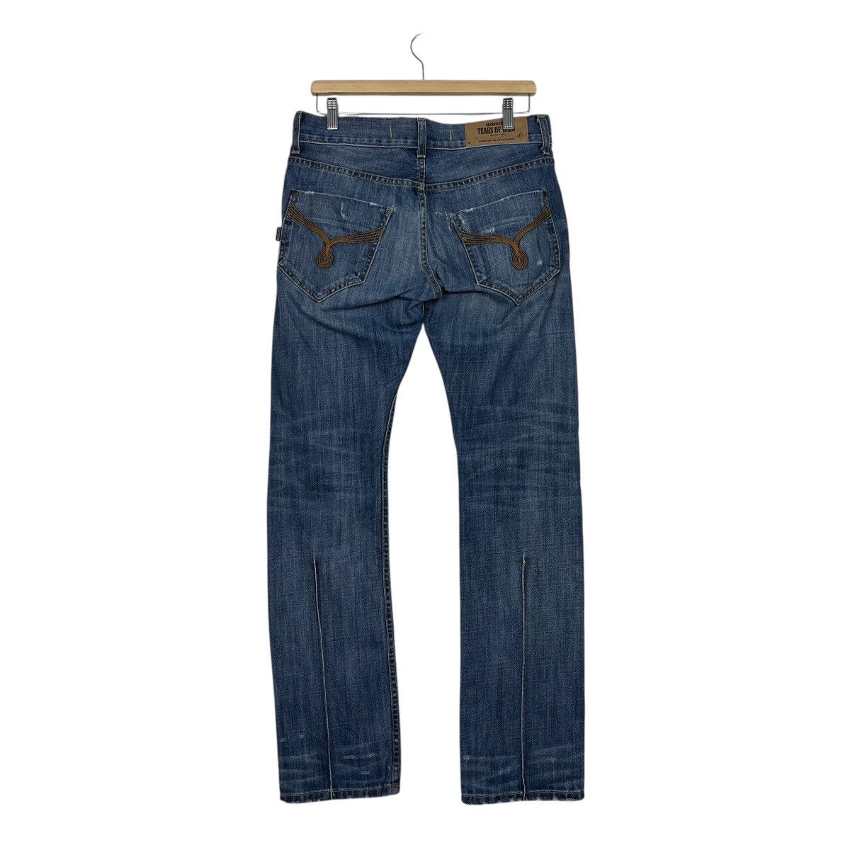 Japanese Brand Vintage 90s 020608 Tears Of Bleu Black Line Denim Size 32" / US 10 / IT 46 - 7 Thumbnail