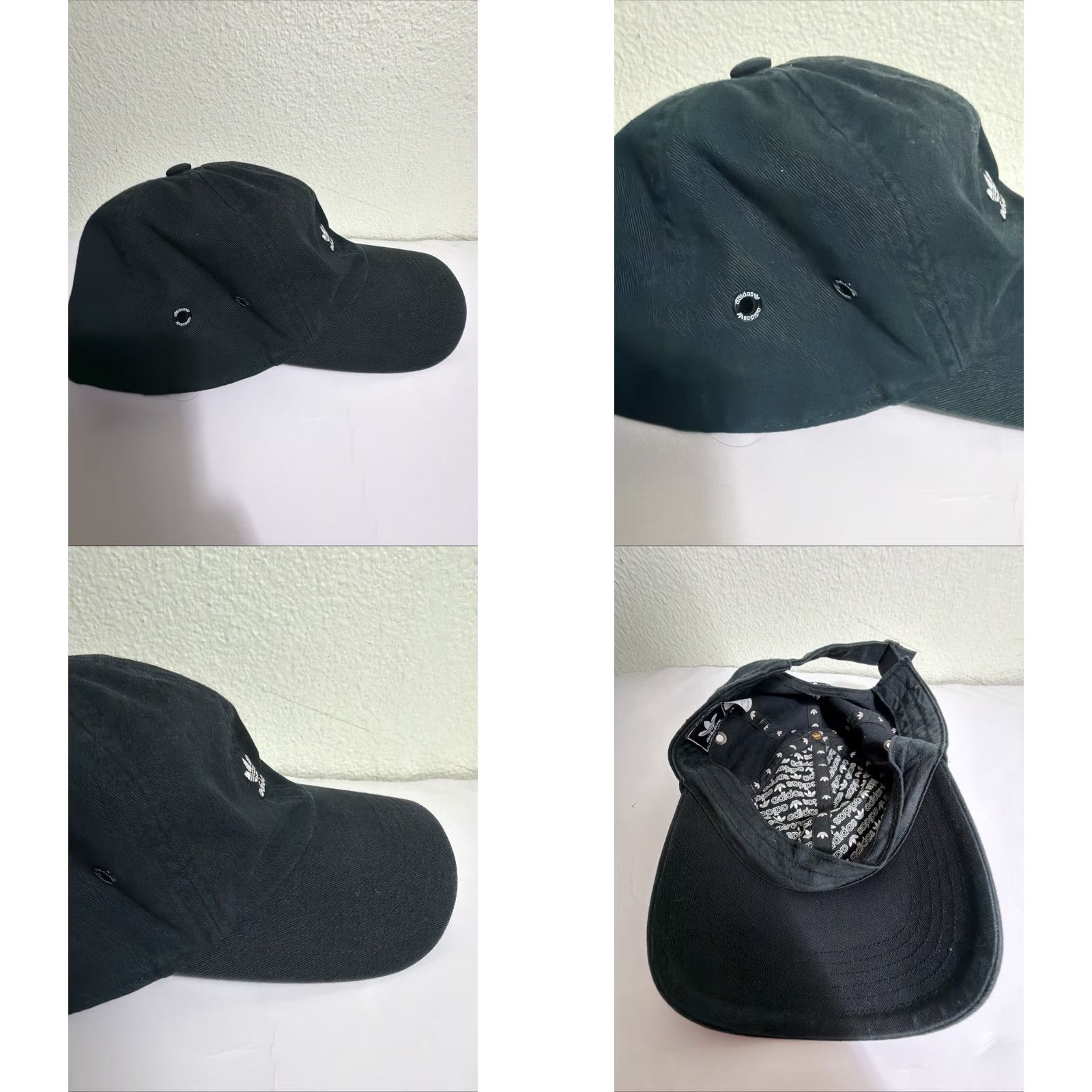 Adidas Adidas Strapback Baseball Hat Mini Logo Black White Trefoil Dad Hat Adjustable Men One Size Cap Size ONE SIZE - 9 Thumbnail