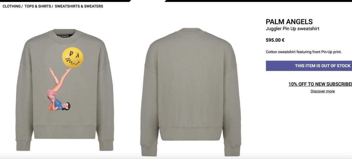 Palm Angels 「retail💲595」Brand new palm angels x smiley juggler crewneck Size US XL / EU 56 / 4 - 18 Thumbnail